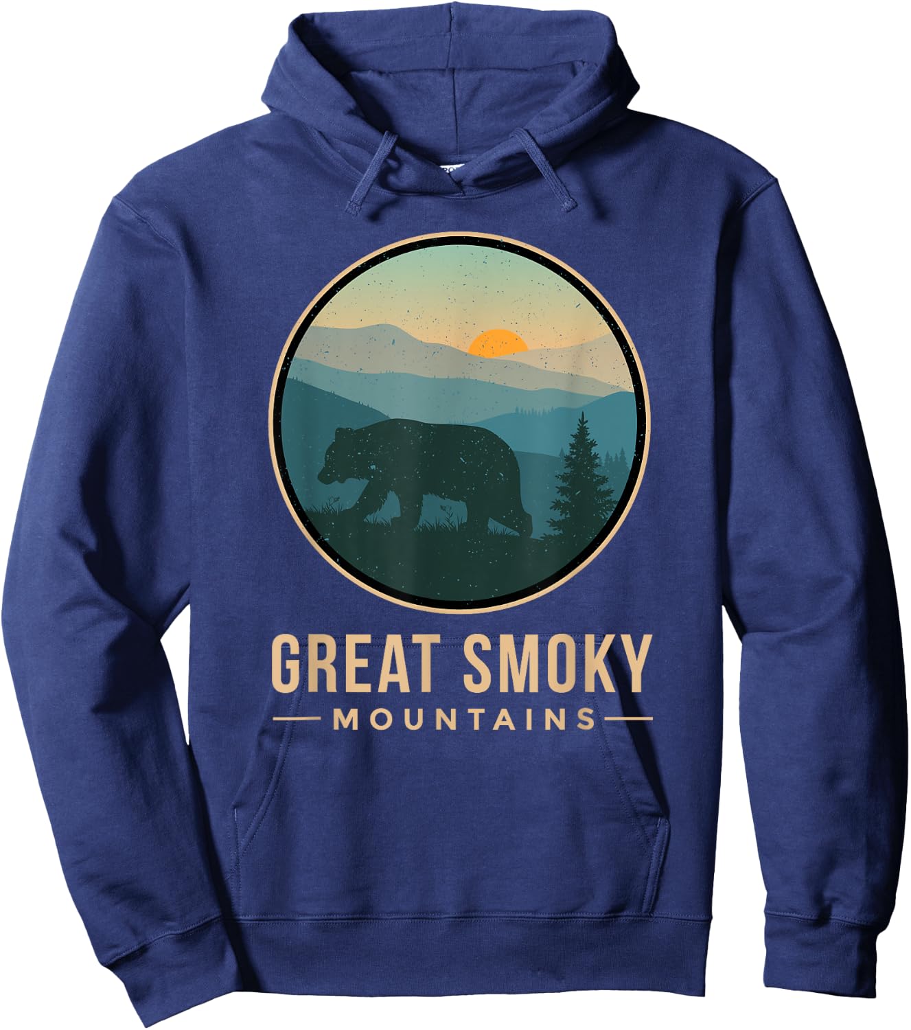 Great Smoky Mountains Shirt National Park Retro Bear Graphic Hoodie - Hoodie | Navy