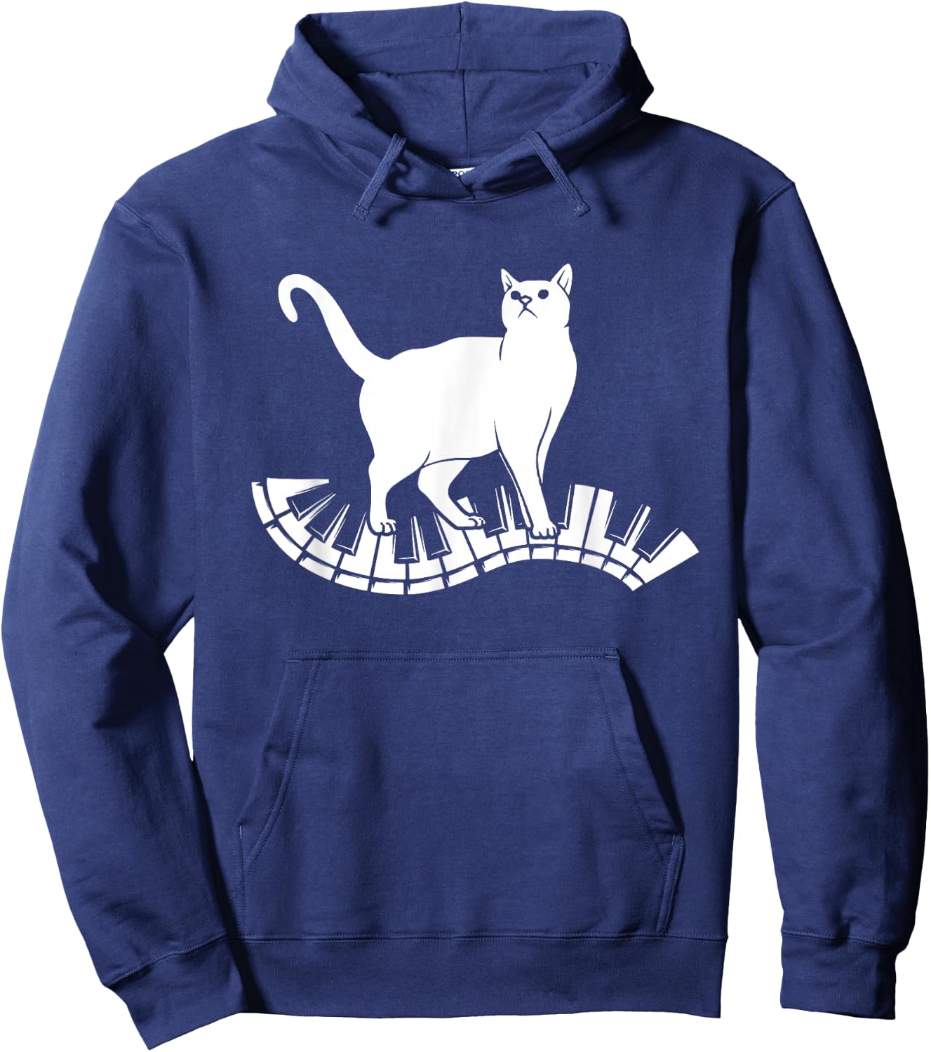 Funny Piano Music Cat Design Men Women Kids Cat Piano Lovers Small Hoodie - Hoodie | Navy