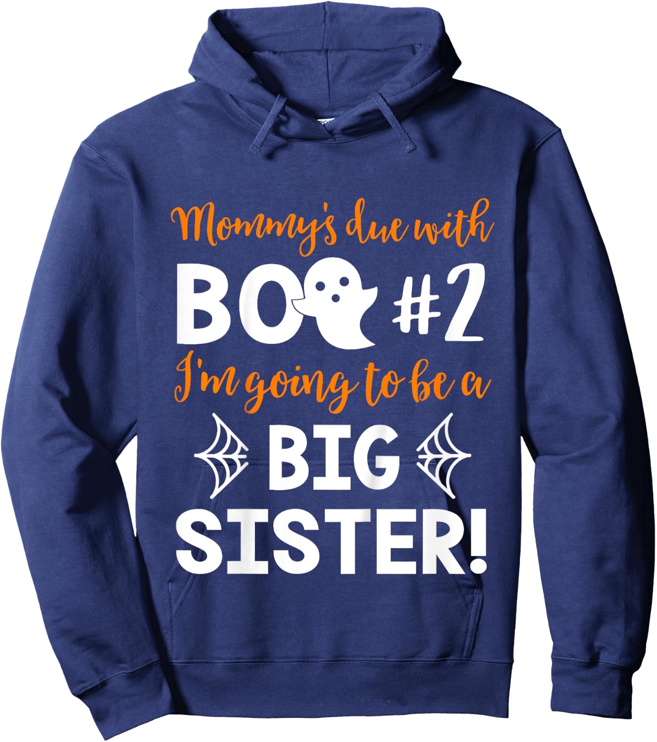 Kids Big Sister Halloween Pregnancy Announcement Shirt Boo #2 Hoodie - Hoodie | Navy