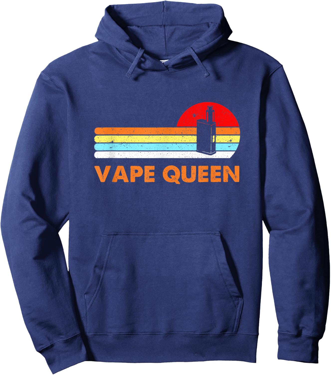 Vape Queen Juice Pen Vintage Retro Distressed Vaping Women Hoodie - Hoodie | Navy