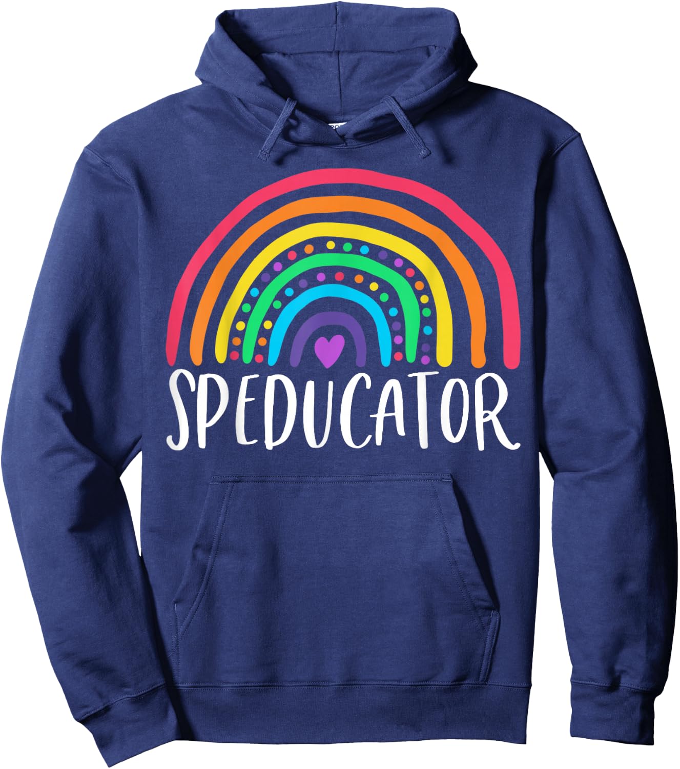 SPED teacher speducator heart speducator rainbow Hoodie - Hoodie | Navy