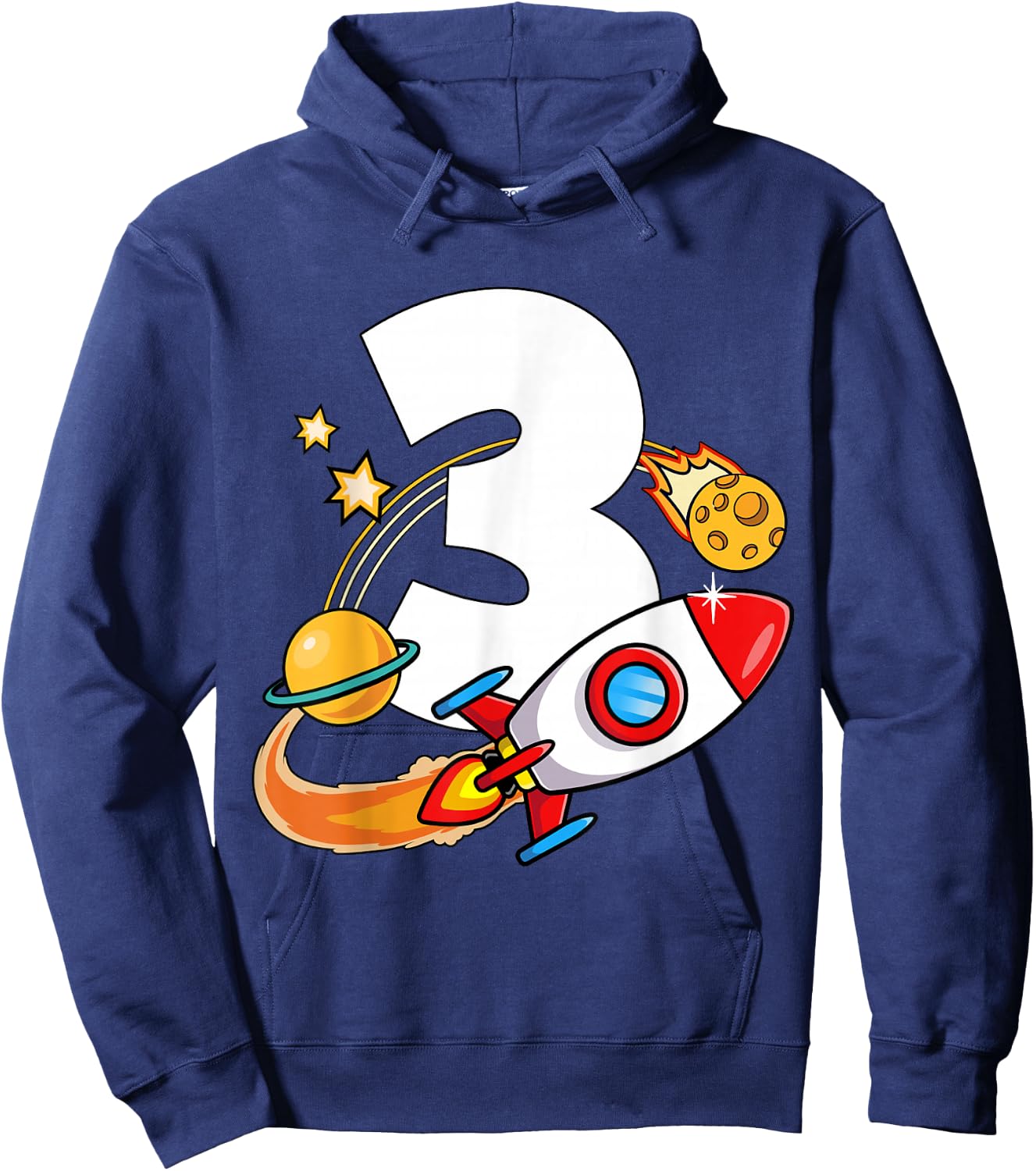 mb 3rd Birthday Rocket Ship Outer Space Universe Kids Hoodie - Hoodie | Navy