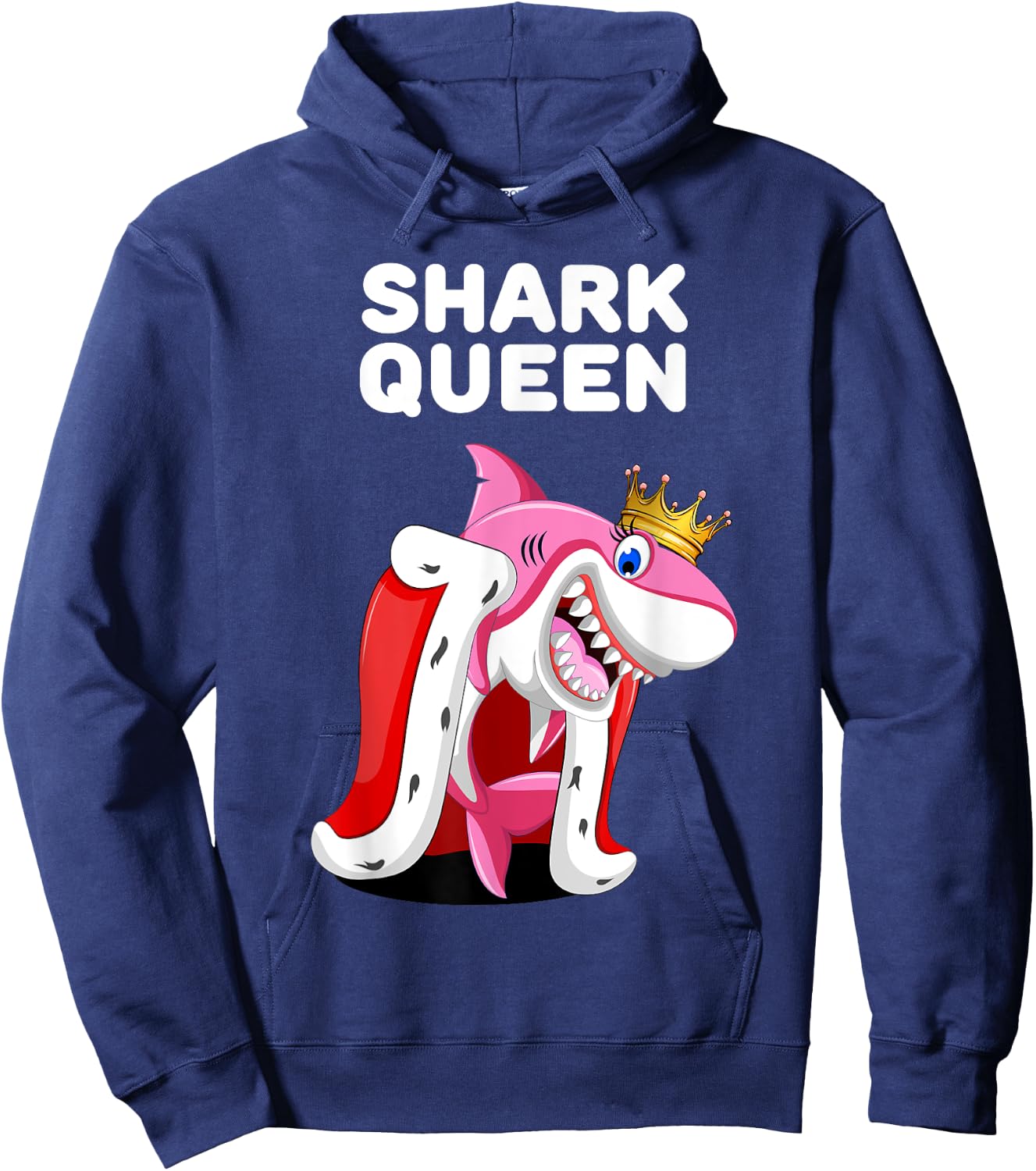 Shark Queen | Girls Shark | Shark Hoodie - Hoodie | Navy