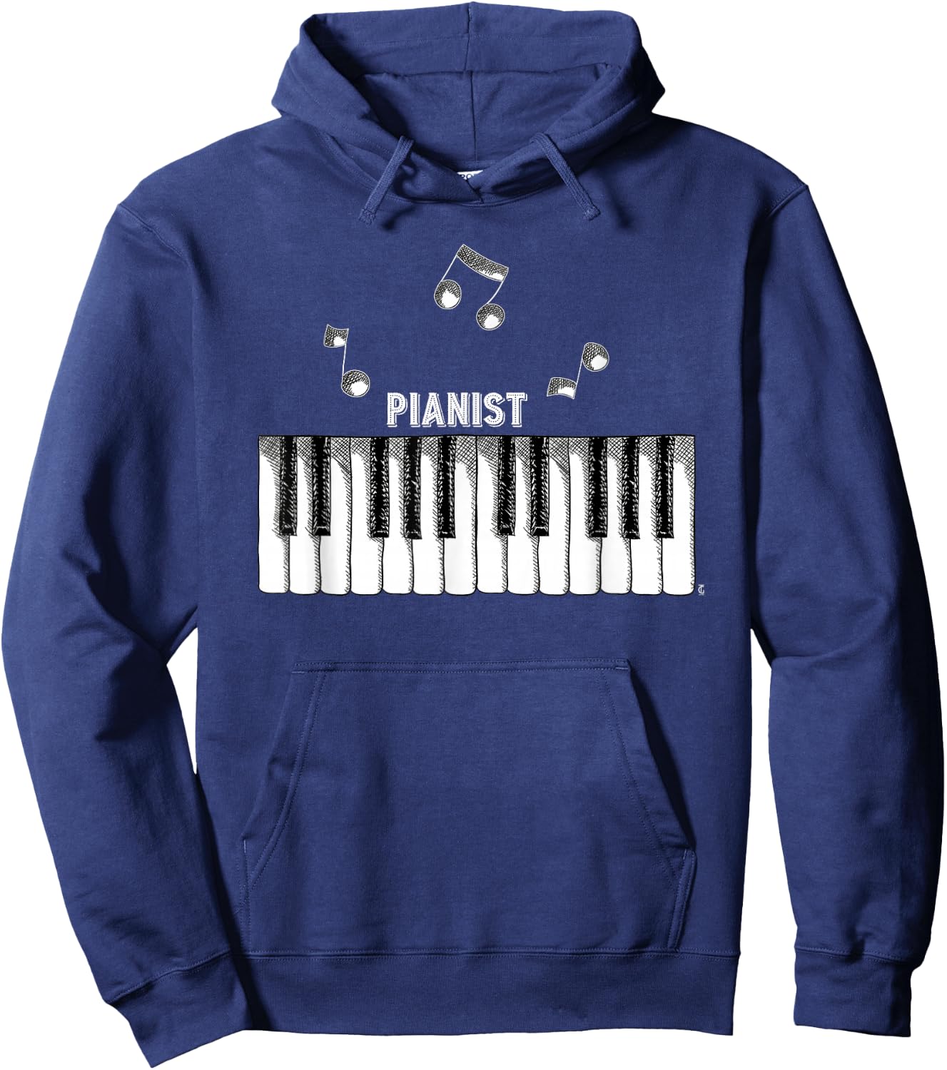 Distressed Vintage Piano Keys Pianist Keyboardist Hoodie - Hoodie | Navy