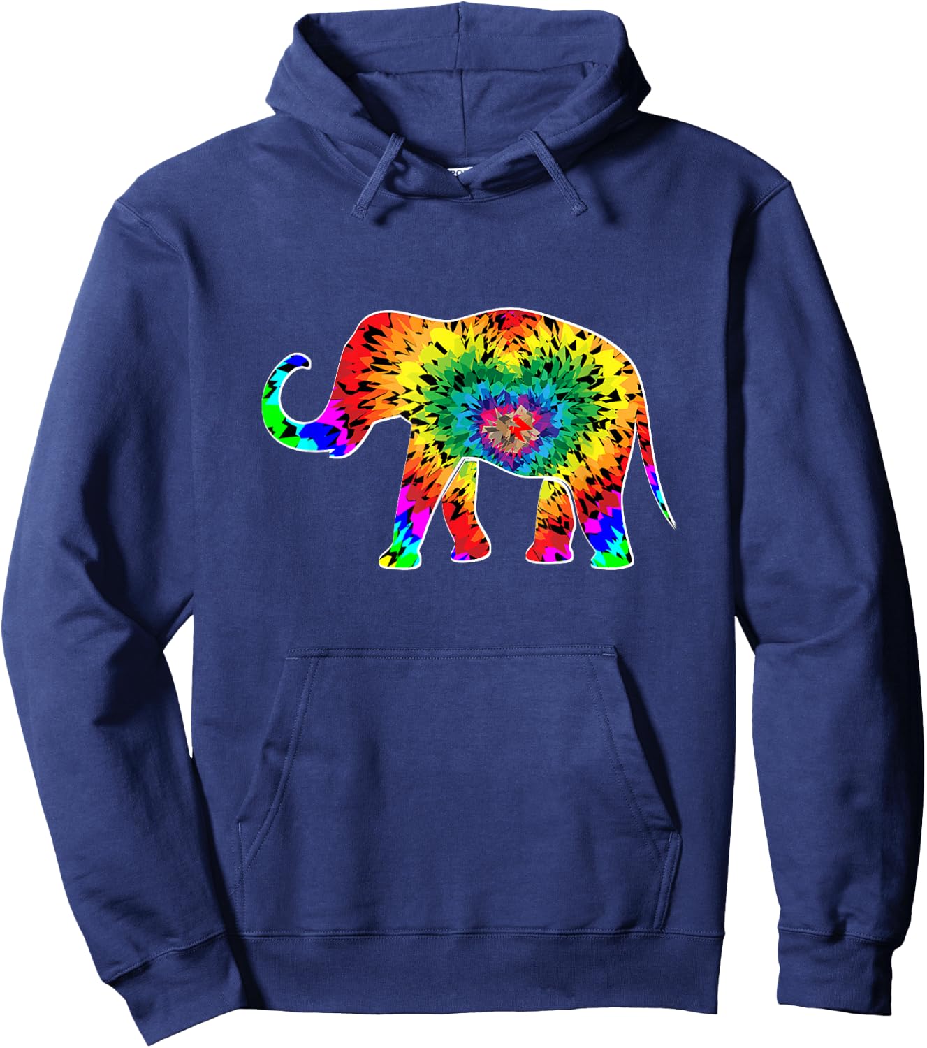 Tie Dye Elephant Hippie 70s Vintage Elephant Lover Hoodie - Hoodie | Navy