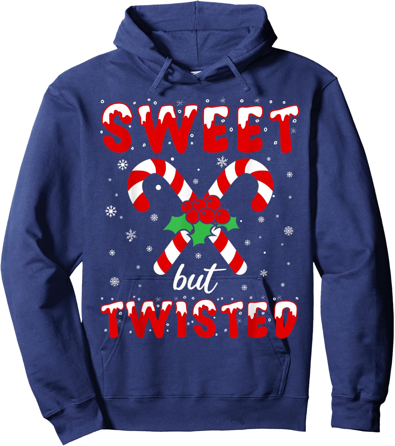 Sweet But Twisted Funny Christmas Candy Cane Lover X-mas Hoodie - Hoodie | Navy