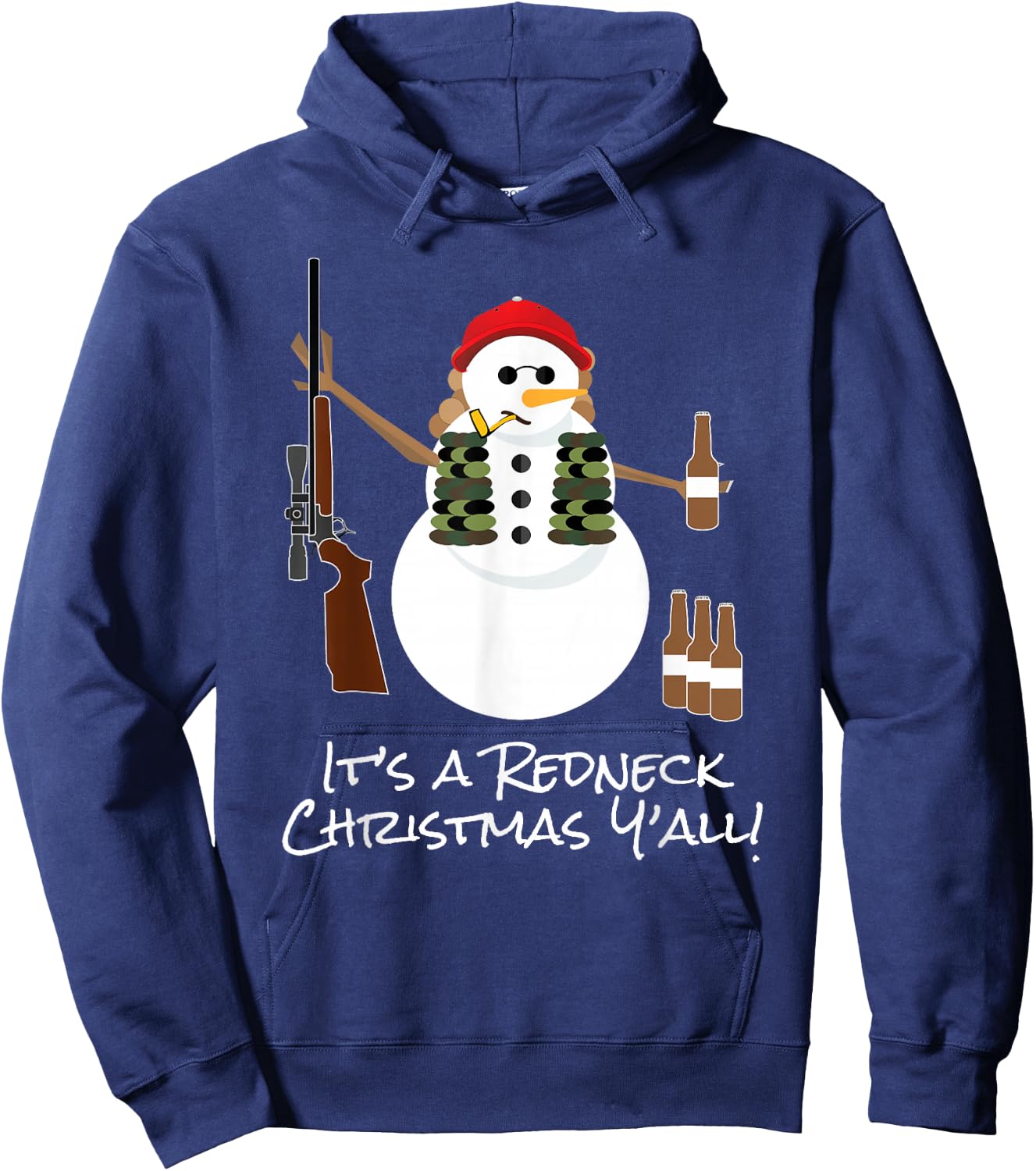 Funny Redneck Gift Snowman Beer Rifle Hoodie - Hoodie | Navy