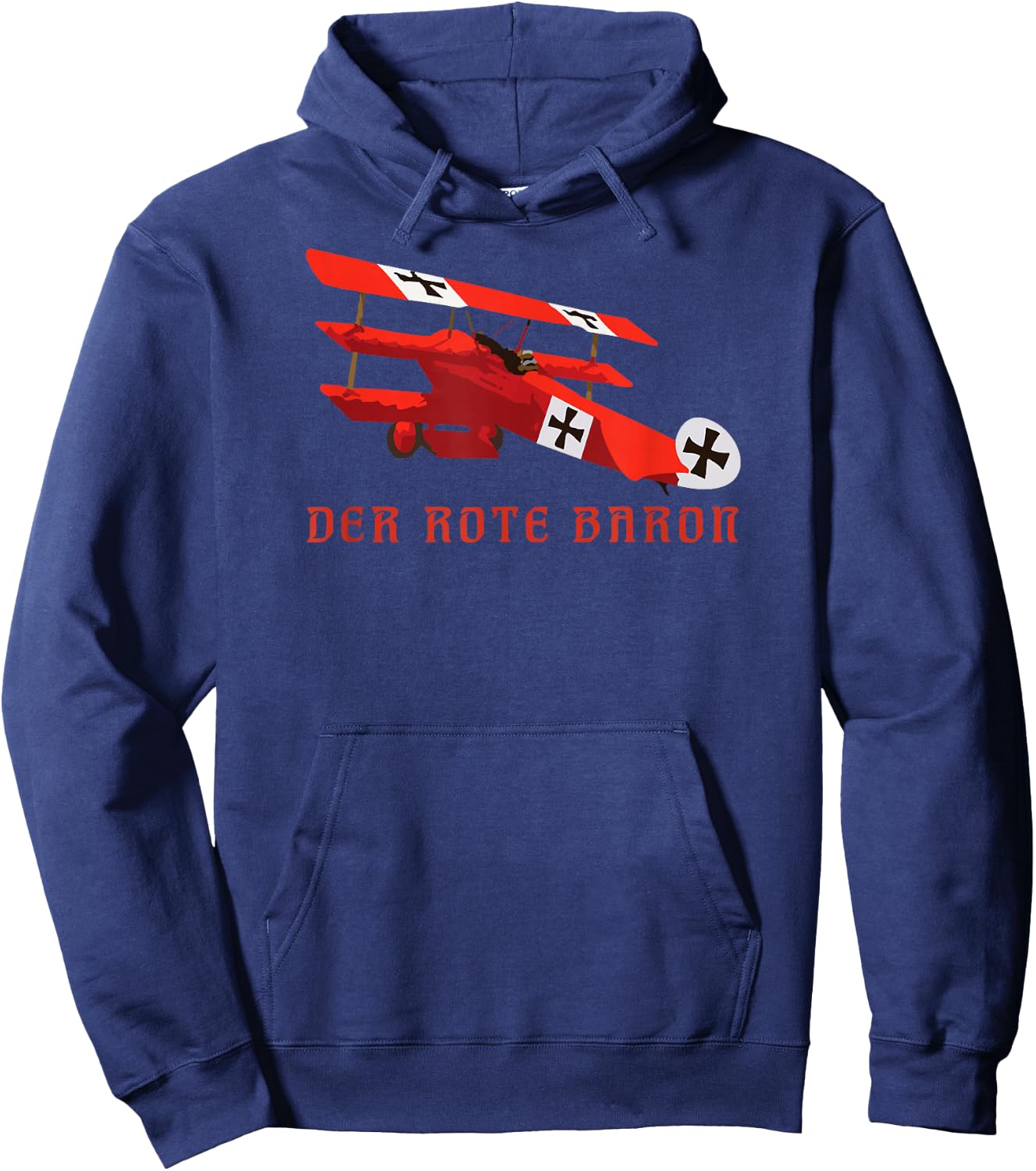 Red Rote Baron Fokker DR1 Triplane WWI Fighter Plane Hoodie - Hoodie | Navy