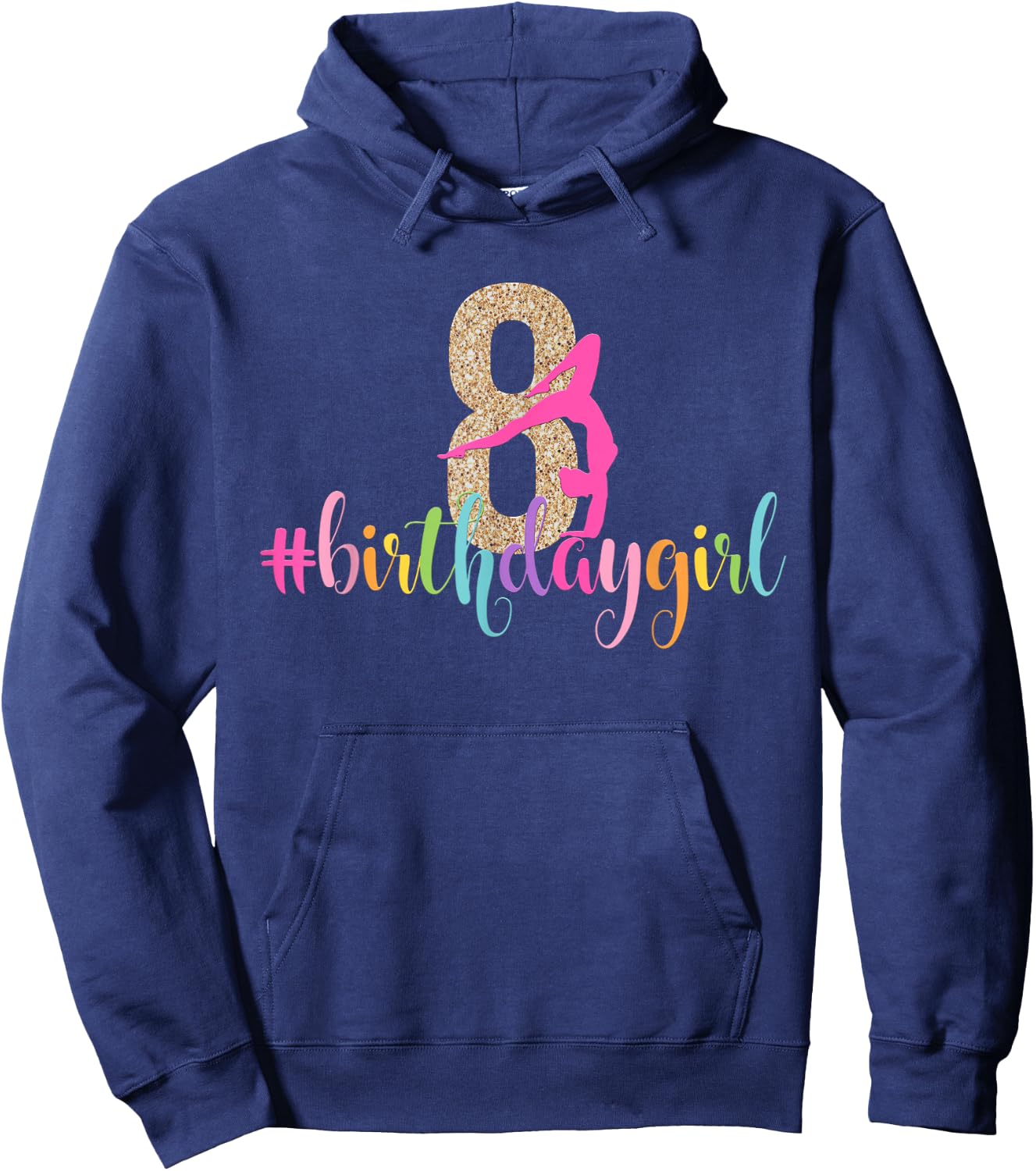 8th Birthday Gymnastics Girls Rainbow Party Gymnast Hoodie - Hoodie | Navy