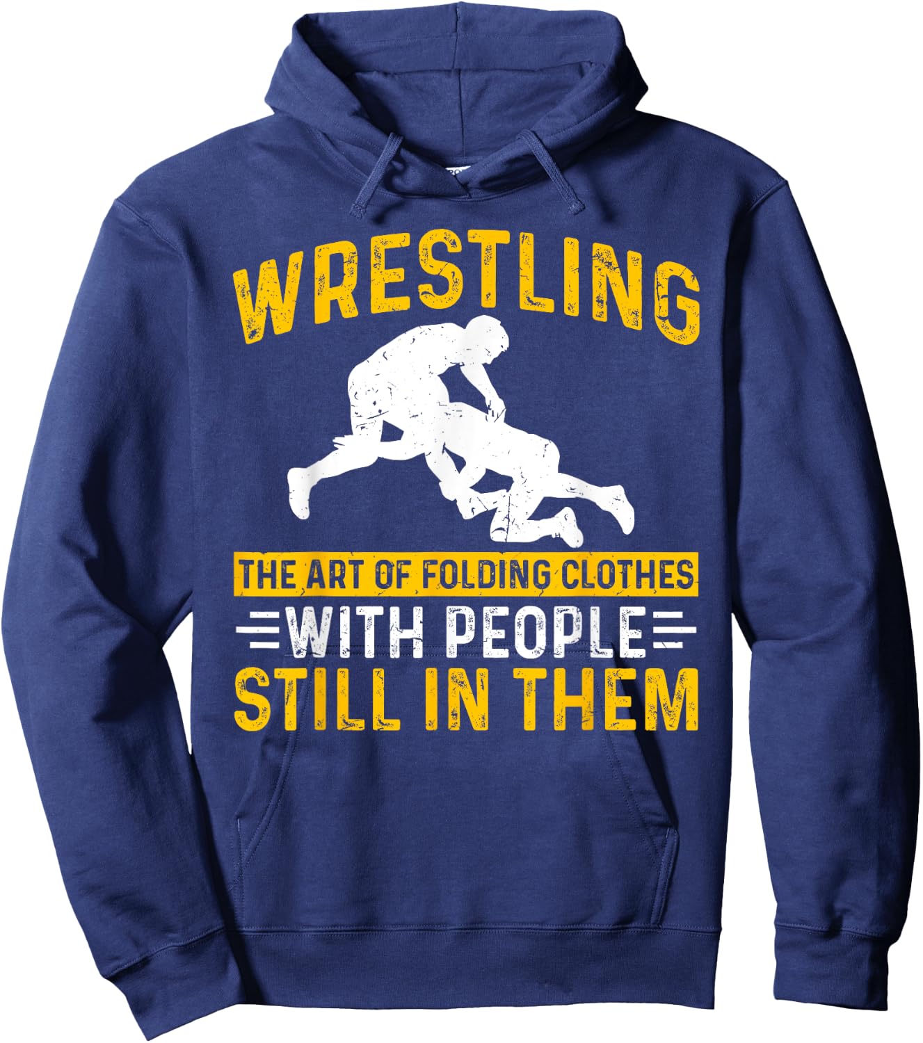 Funny Wrestling Art Of Folding Clothes With People In Them Hoodie - Hoodie | Navy
