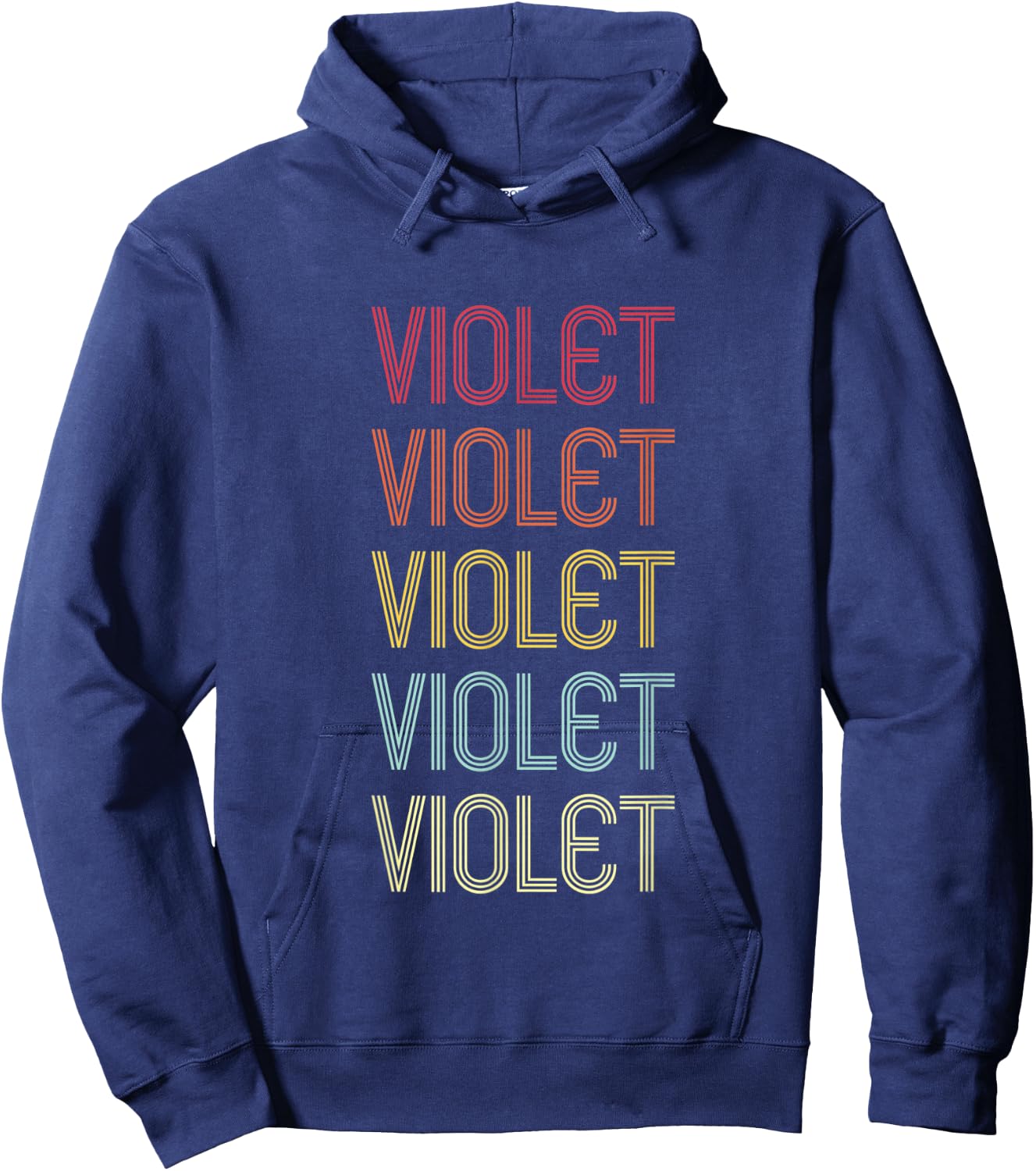 Violet Retro Wordmark Pattern Vintage Personalized 70s Hoodie - Hoodie | Navy