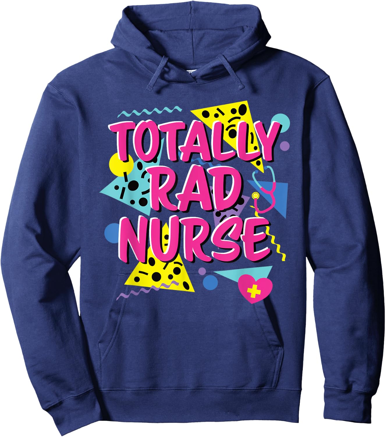 80s 90s Nurse Costume Lazy Halloween Party Theme 1980s 1990s Hoodie - Hoodie | Navy