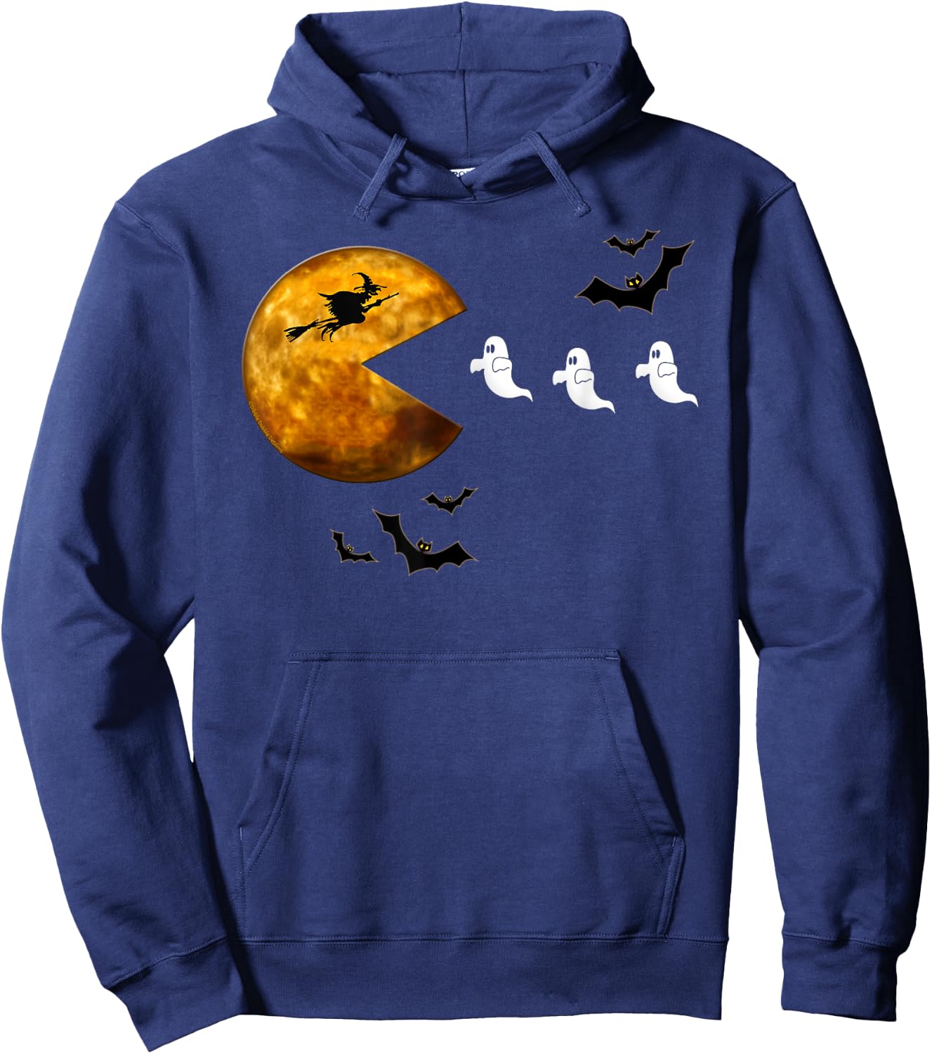 Funny Halloween Full Moon Eating Ghosts - Halloween Hoodie - Hoodie | Navy