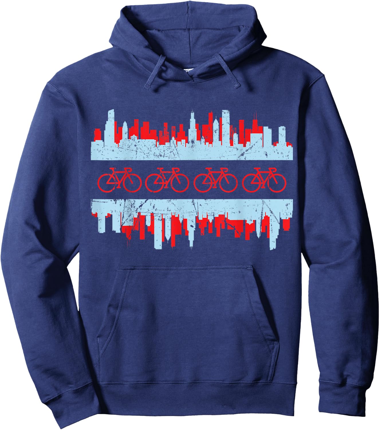 Chicago Cyclist Flag Skyline Cycling Bicycle Gift Hoodie - Hoodie | Navy