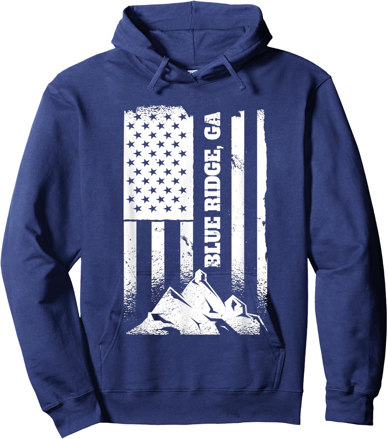 Blue Ridge GA Georgia American Distressed Patriotic Flag Kids Men Hoodie - Hoodie | Navy