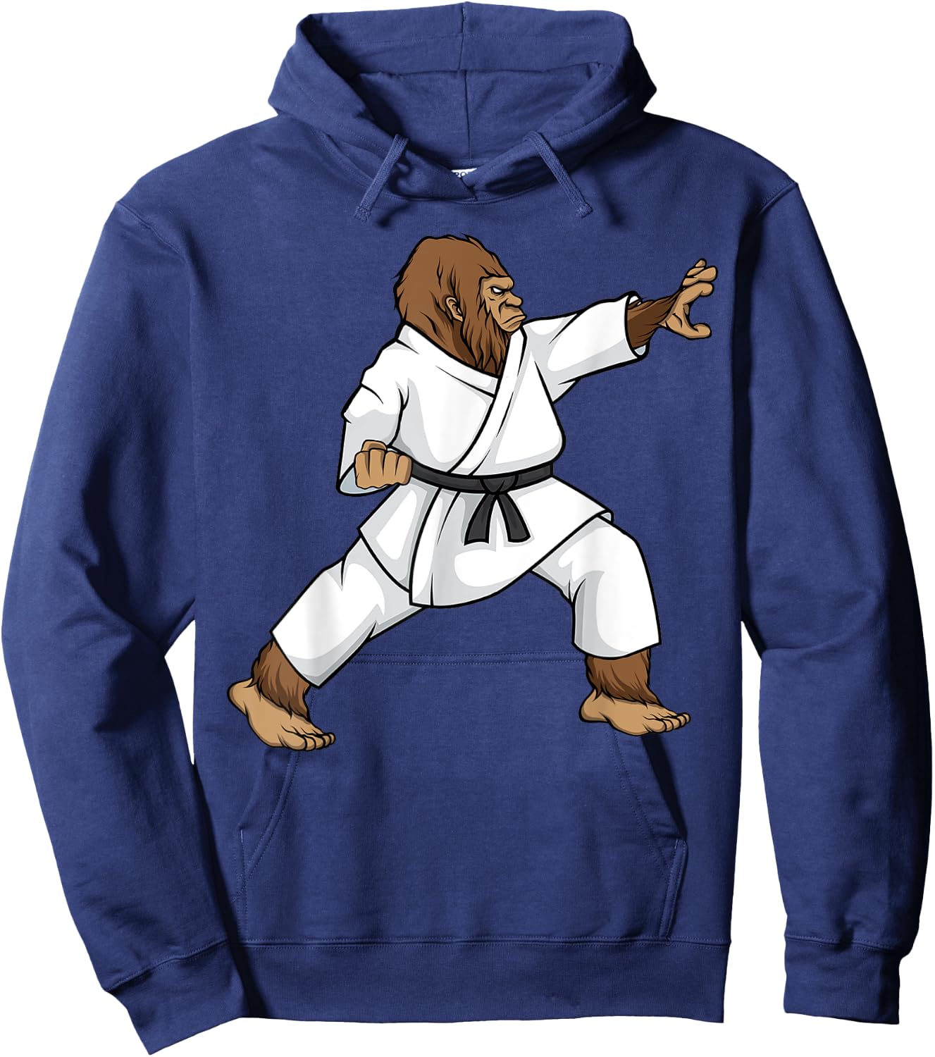 Funny Ninja Bigfoot doing Karate With Samurai Design Bigfoot Hoodie - Hoodie | Navy