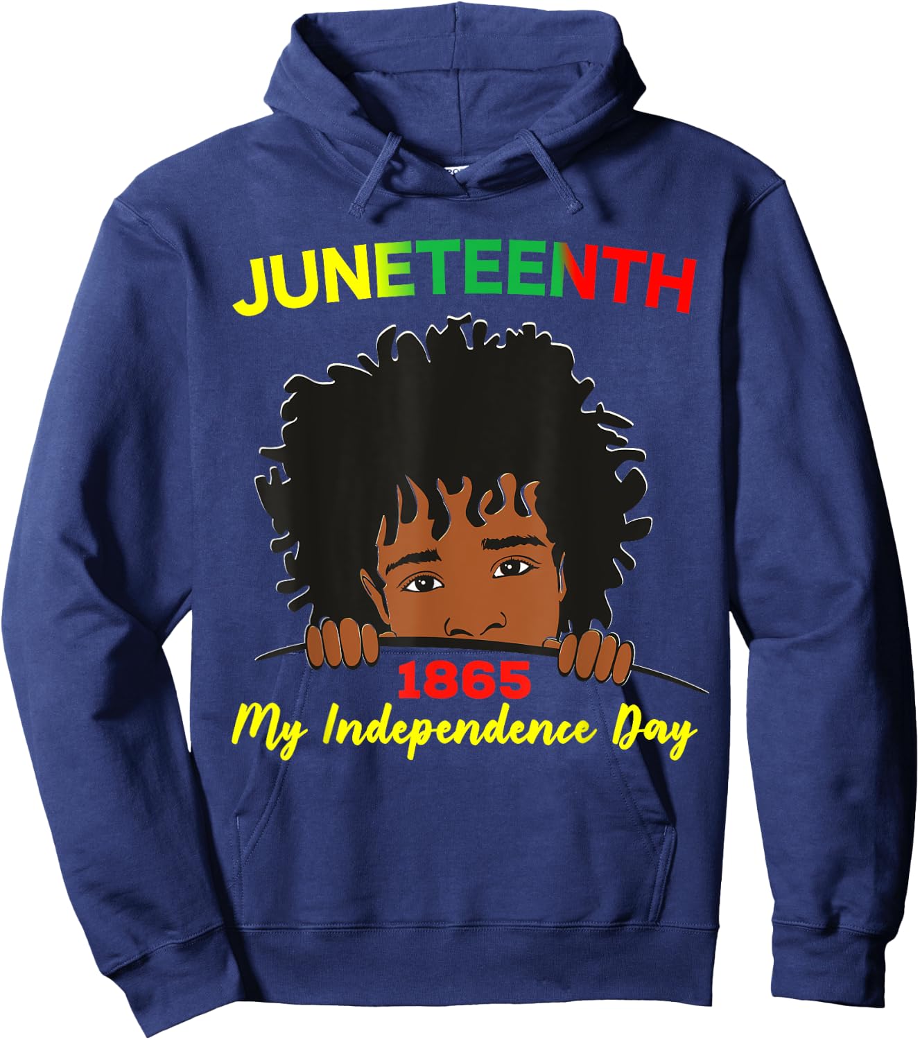 Happy Juneteenth Independence Teen Youth Afro Locs Black Boy Hoodie - Hoodie | Navy
