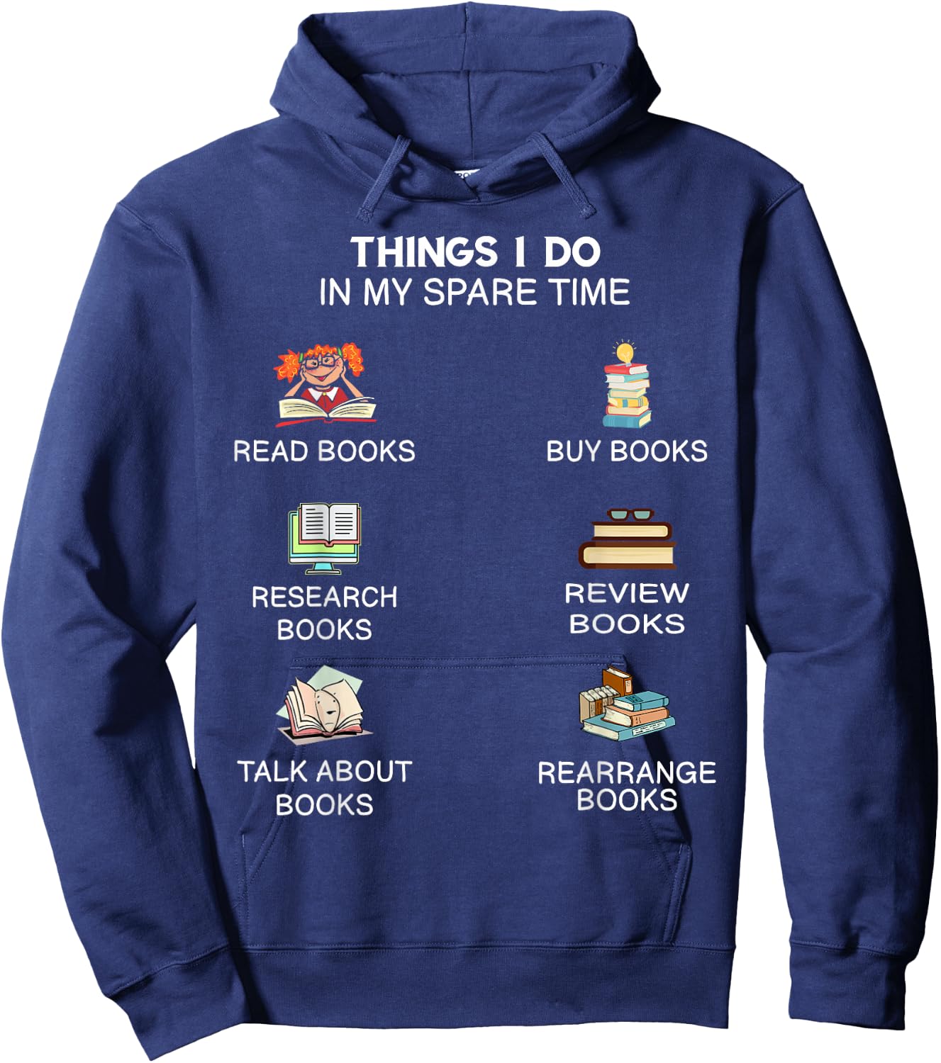 I Love Reading Bookish Literary Abibliophobia Hoodie - Hoodie | Navy
