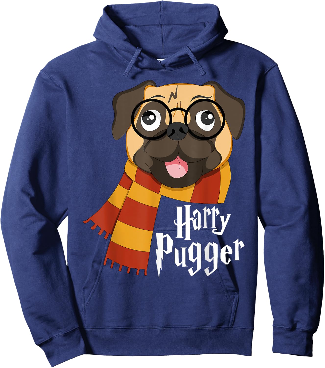 YO MINUS Harry Pugger Funny Pug Owner Wizard Lover Hoodie - Hoodie | Navy