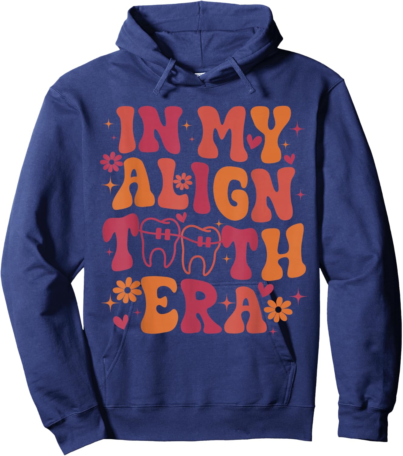 Retro In My Align Teeth Era Funny Orthodontist Dentist Teeth Hoodie - Hoodie | Navy
