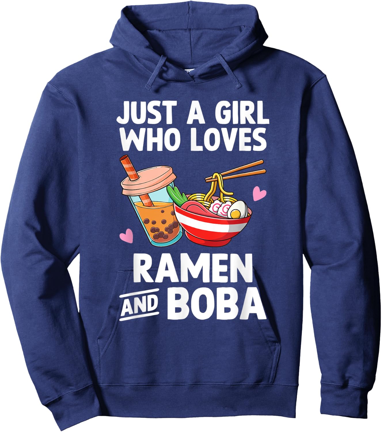 Just A Girl Who Loves Ramen And Boba Bubble Tea Teen Girls Hoodie - Hoodie | Navy
