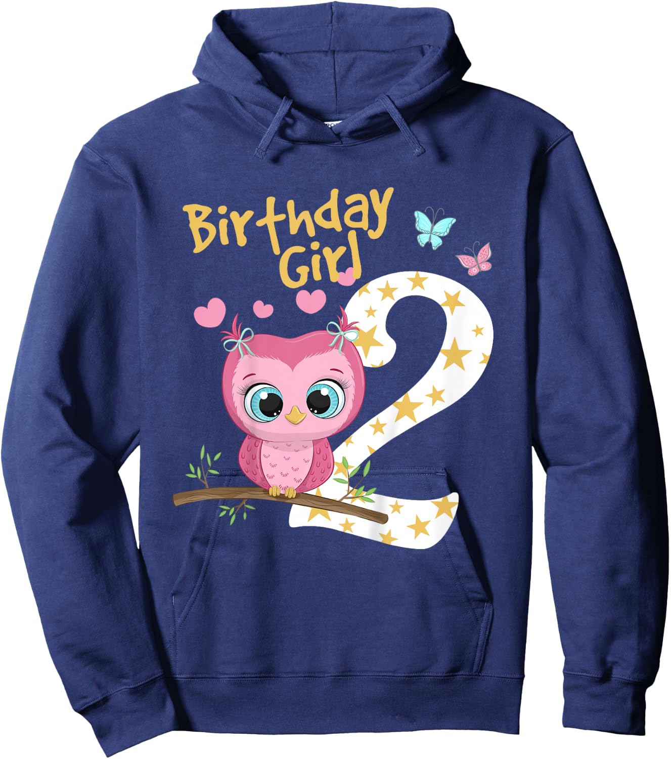 2nd Birthday Shirt For Girls Owl Birthday Girl 2 Years Hoodie - Hoodie | Navy