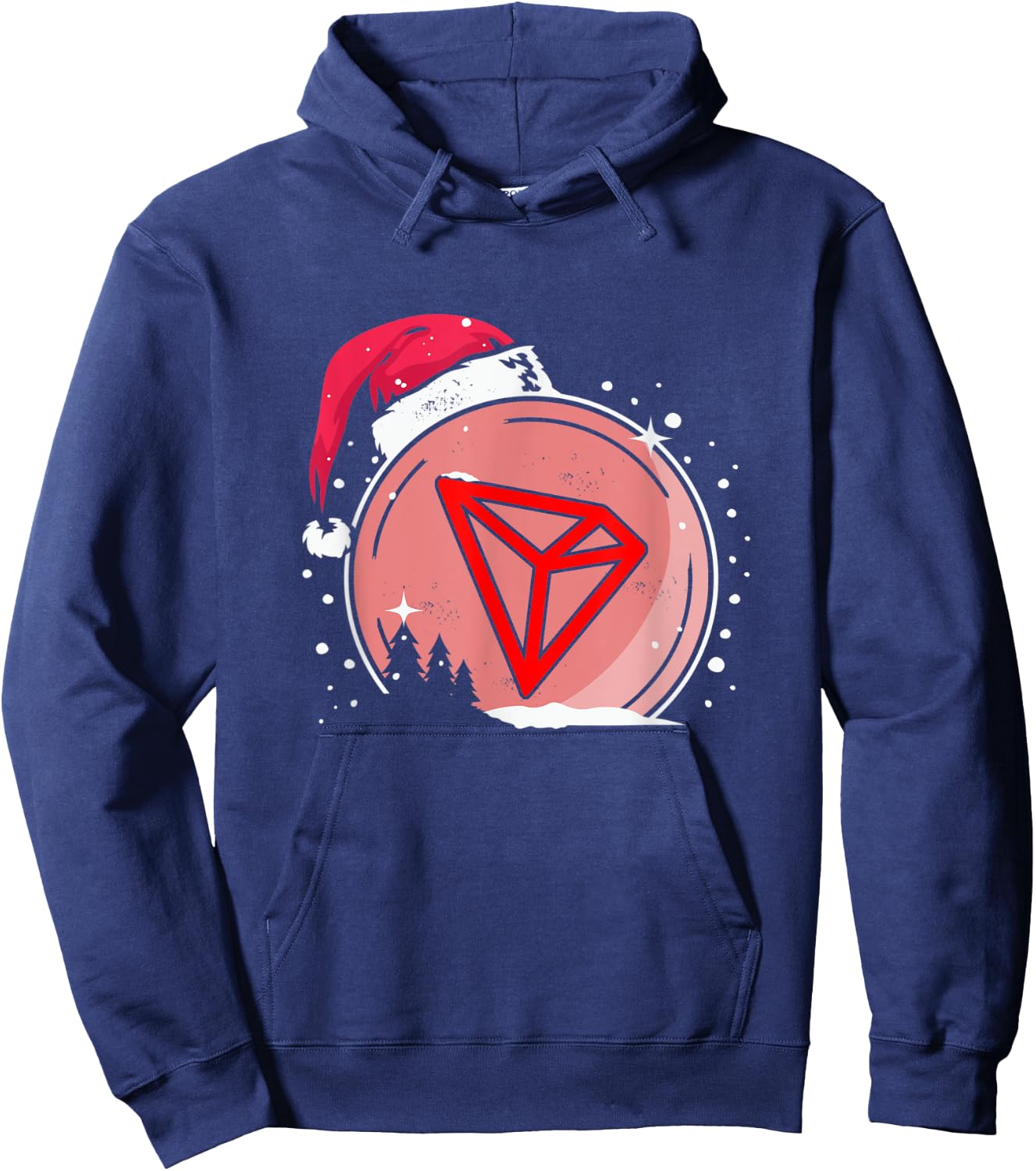 Christmas Santa Hat Tron Hodl TRX Crypto Currency Coin Hoodie - Hoodie | Navy