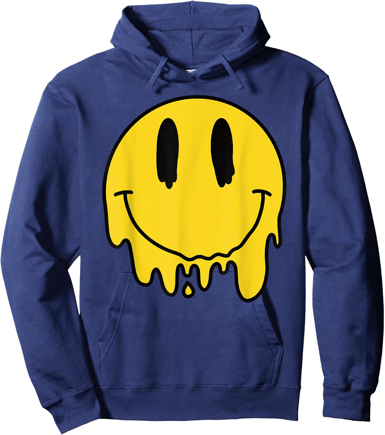 Melting Yellow Smile Funny Smiling Melted Dripping Face Cute Hoodie - Hoodie | Navy