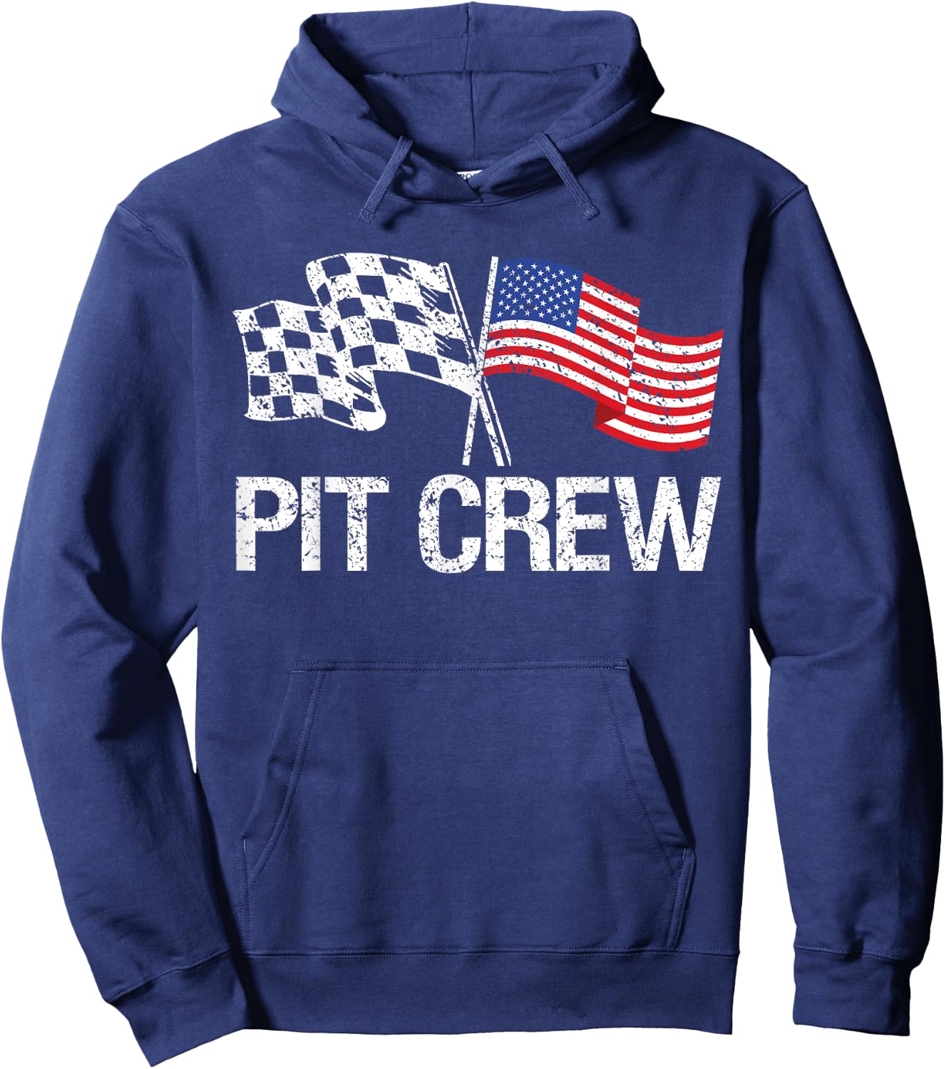 Pit Crew for Race Car Parties USA Racing Flag Hoodie - Hoodie | Navy
