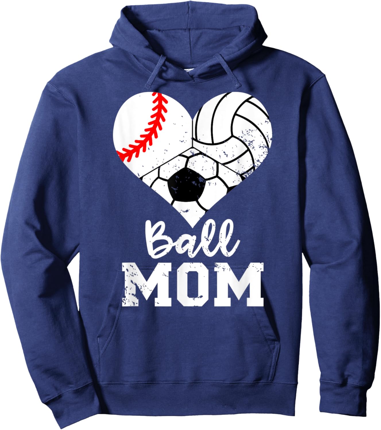 Ball Mom Funny Baseball Volleyball Soccer Mom Hoodie - Hoodie | Navy