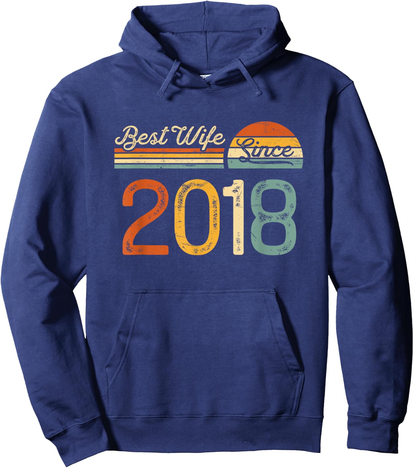 7th wedding anniversary - Best Wife Since 2018 7 years Hoodie - Hoodie | Navy