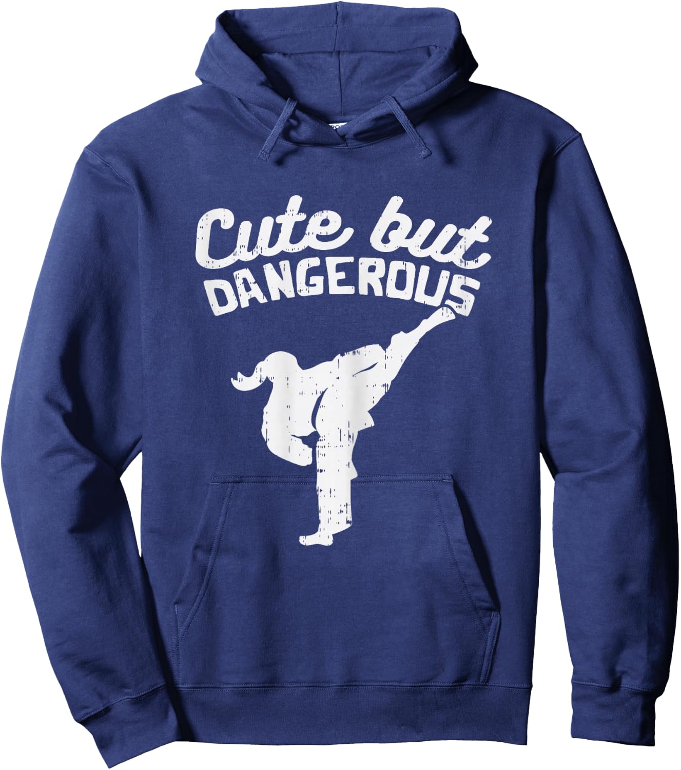 Cute But Dangerous Girl Ponytail Kick Karate Taekwondo Gift Hoodie - Hoodie | Navy