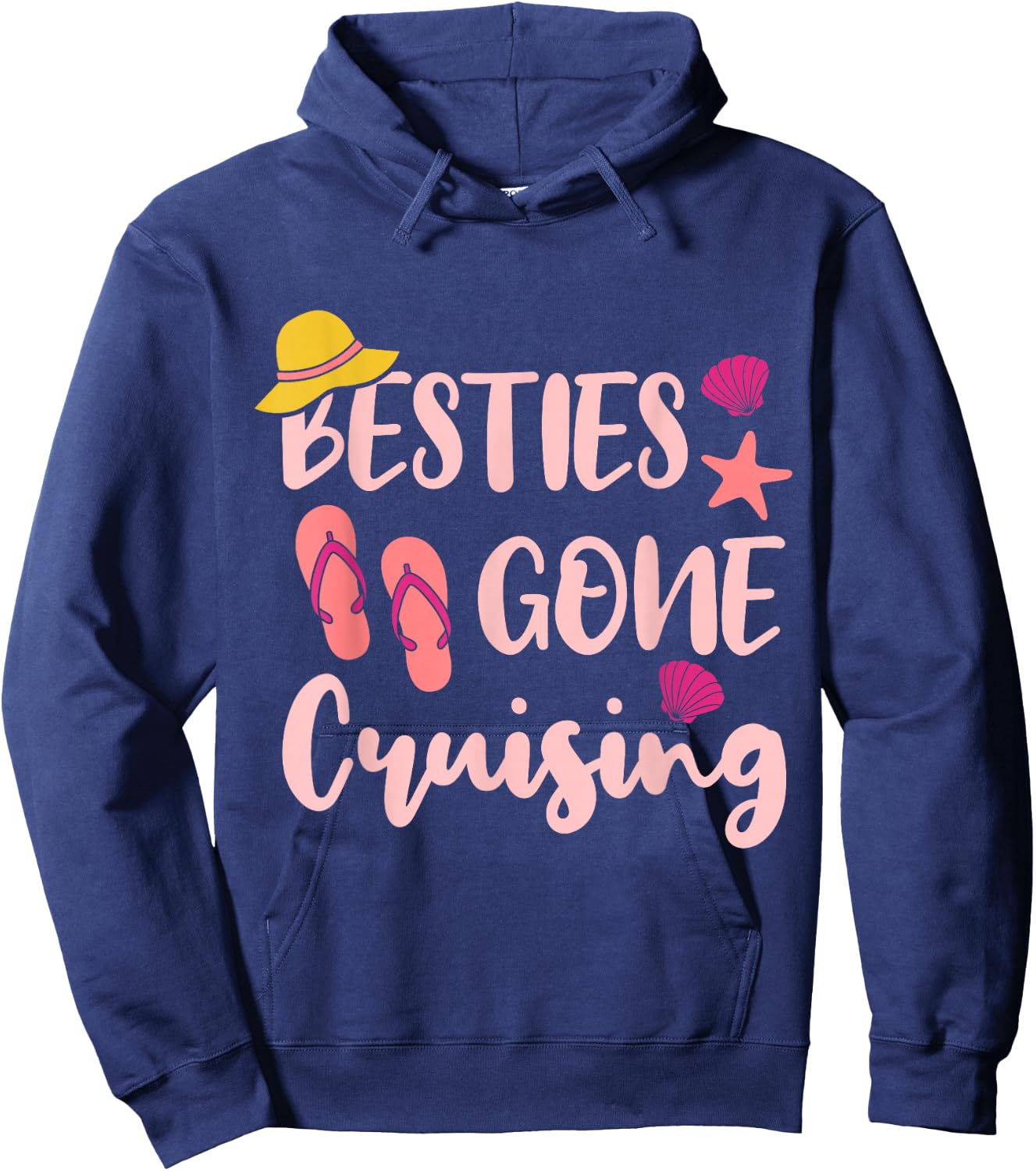 Besties Gone Cruising Ladies Girls Girlfriends Cruise Vacay Hoodie - Hoodie | Navy