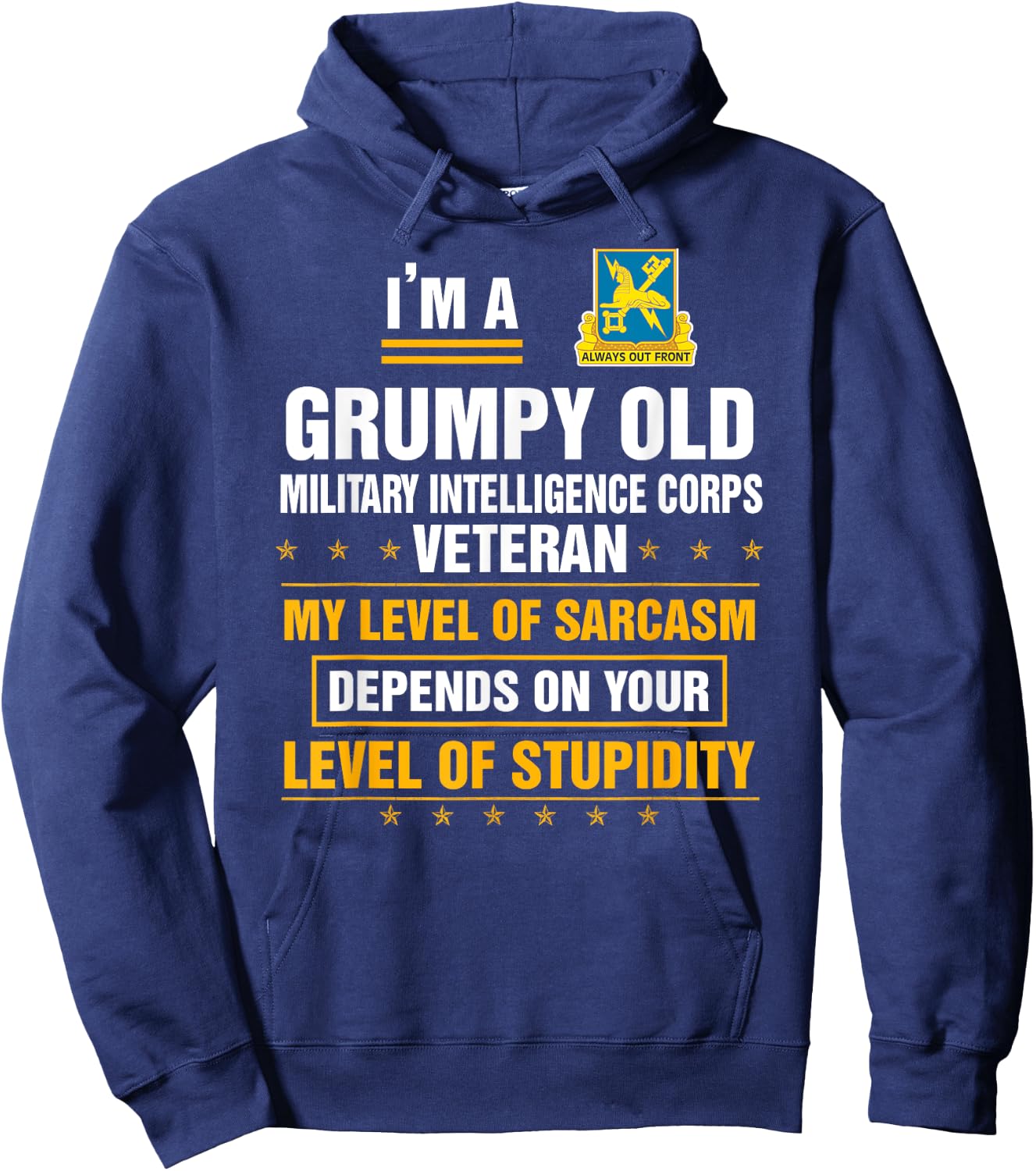 Grumpy Old Military Intelligence Corps Veteran Funny Xmas Hoodie - Hoodie | Navy