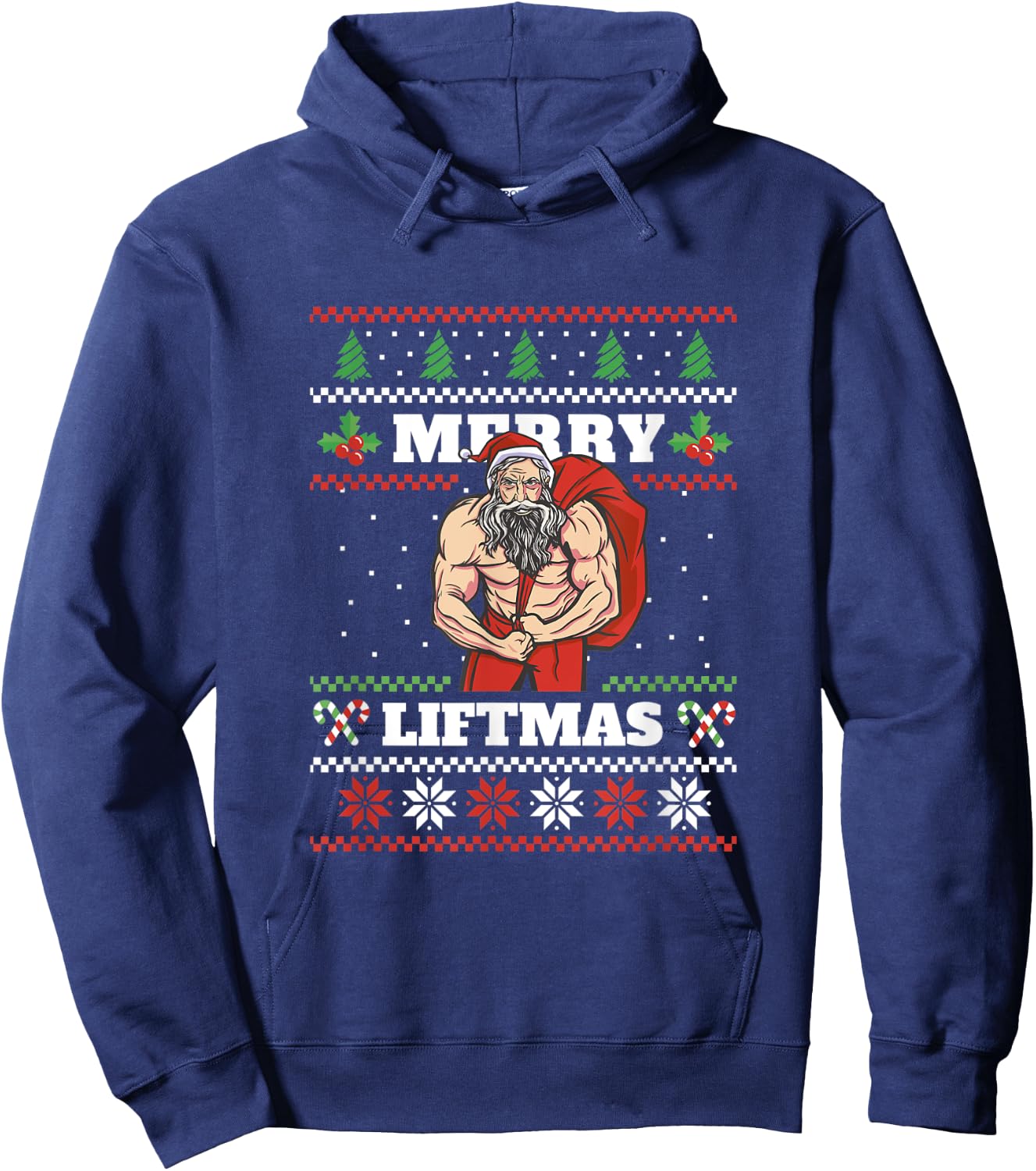 Merry Liftmas Ugly Sweater Christmas Fitness Shirt Hoodie - Hoodie | Navy