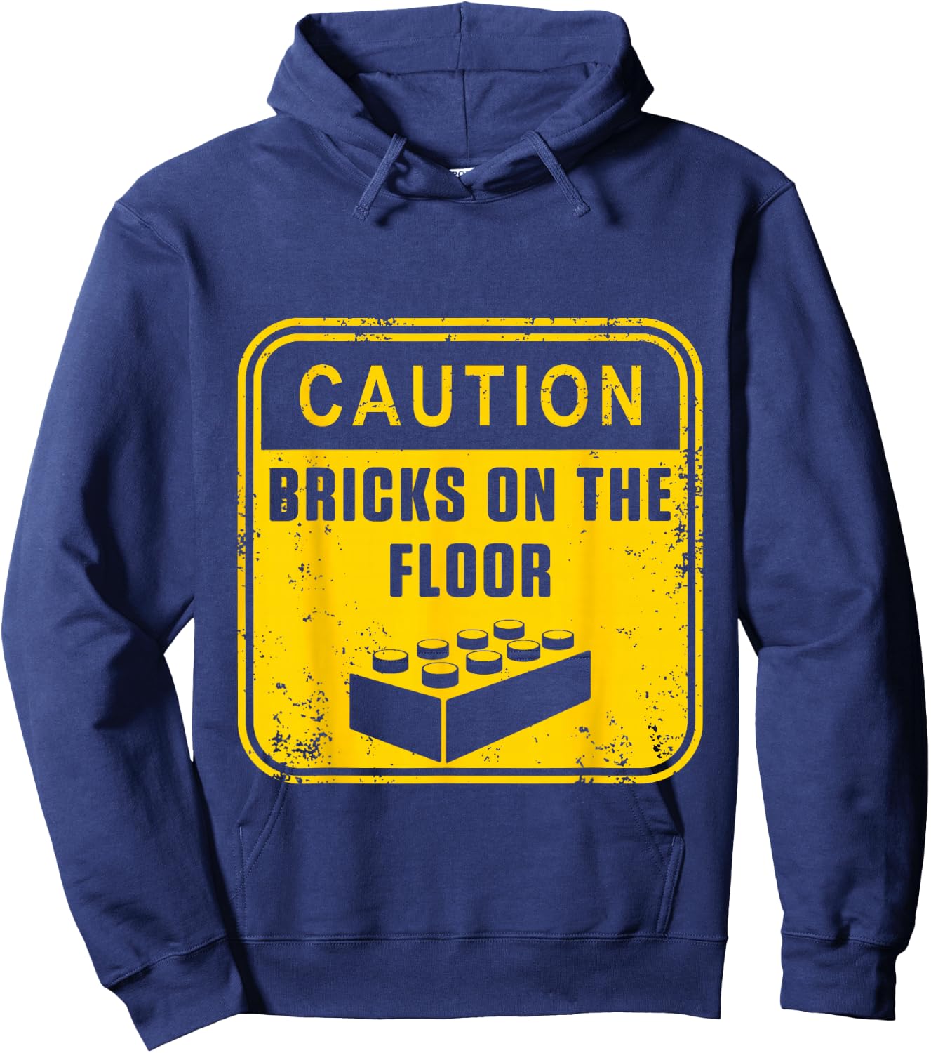 Caution Bricks On Floor Master Building Blocks Hoodie - Hoodie | Navy
