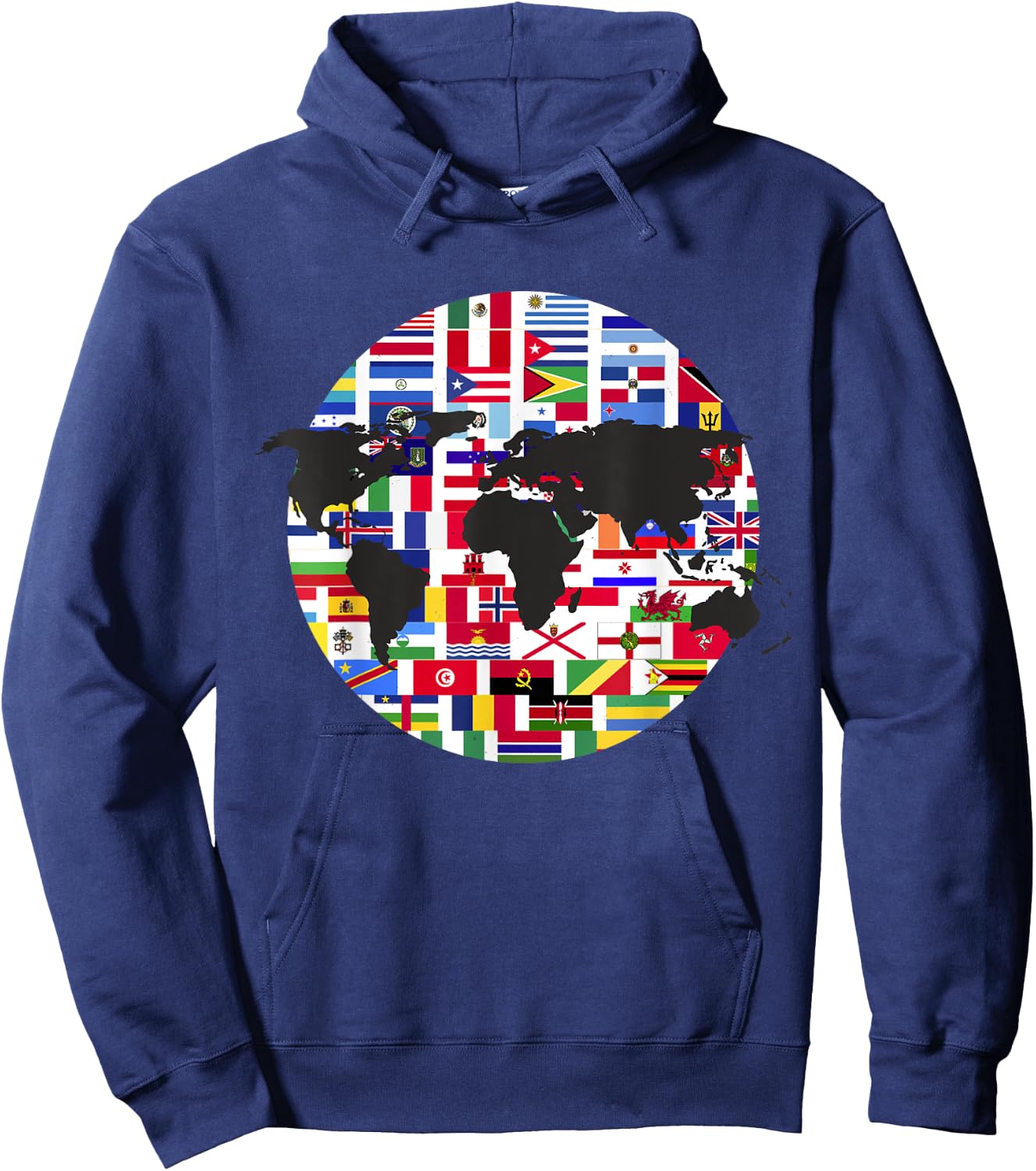 World Map International Country Flags Traveling World Flags Hoodie - Hoodie | Navy