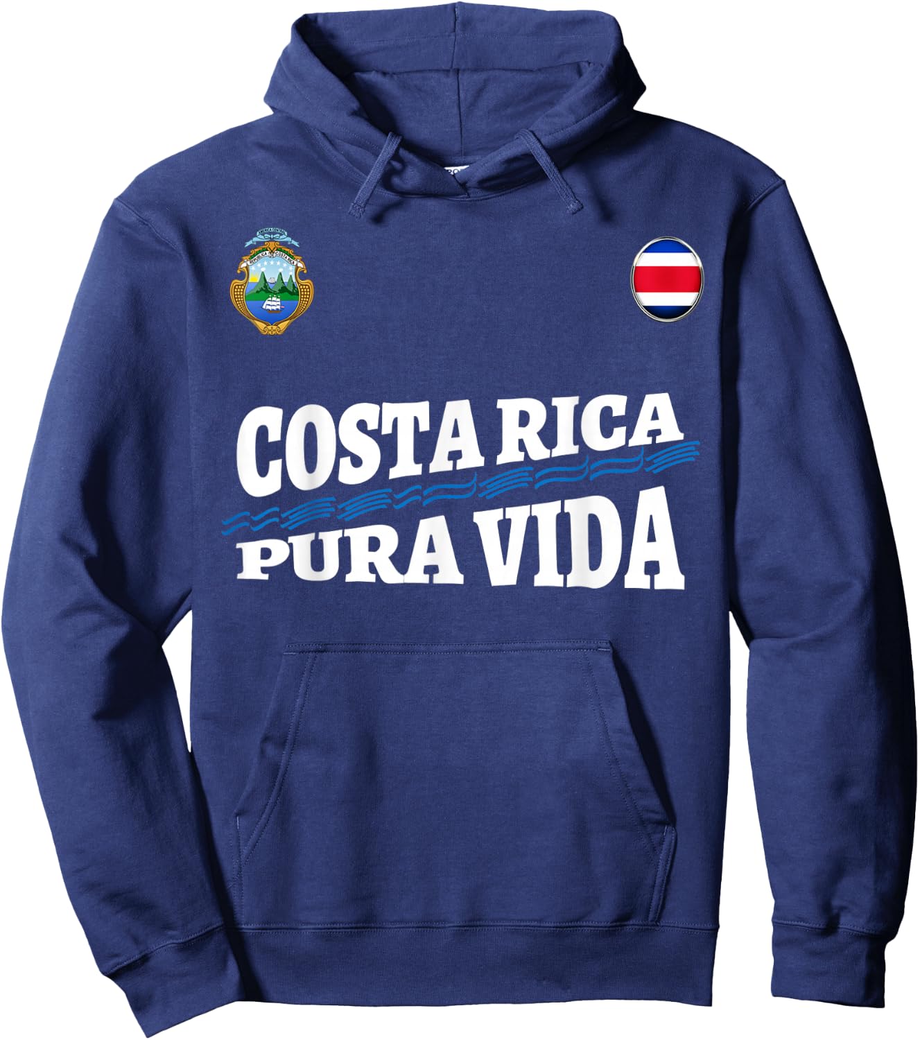 Costa Rica Pura Vida Shirt-Travel-Jersey Flag T Shirt Hoodie - Hoodie | Navy
