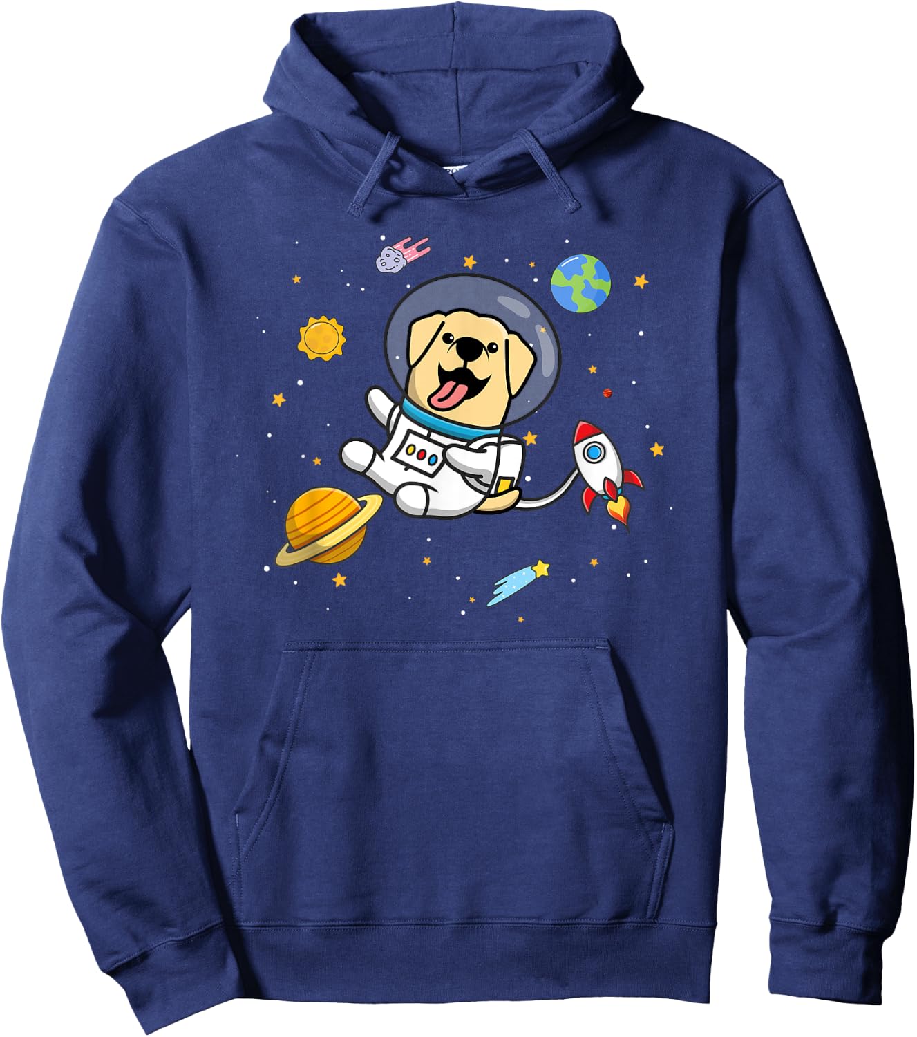 Cute Funny Kawaii Kids Boys Space Yellow Lab Lover Hoodie - Hoodie | Navy