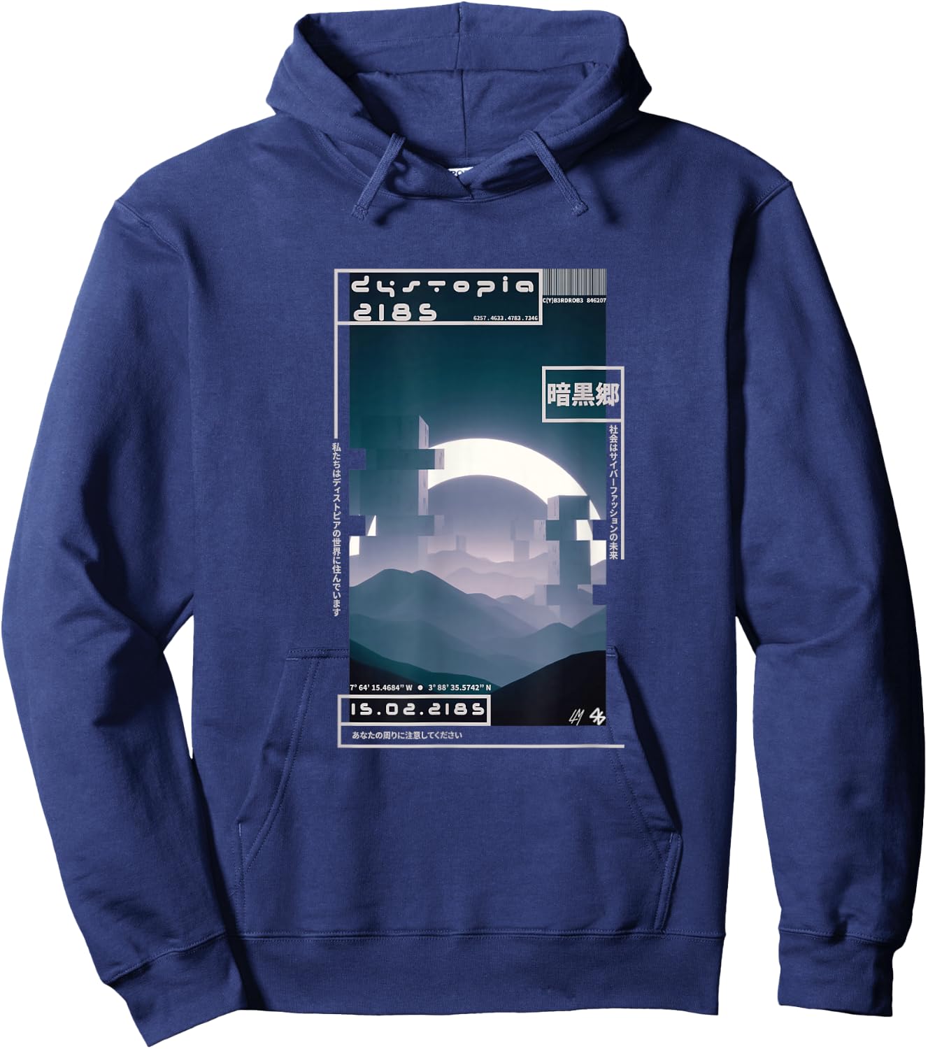 Techwear Cyberpunk Streetwear Japanese Dystopia 2185 Hoodie - Hoodie | Navy