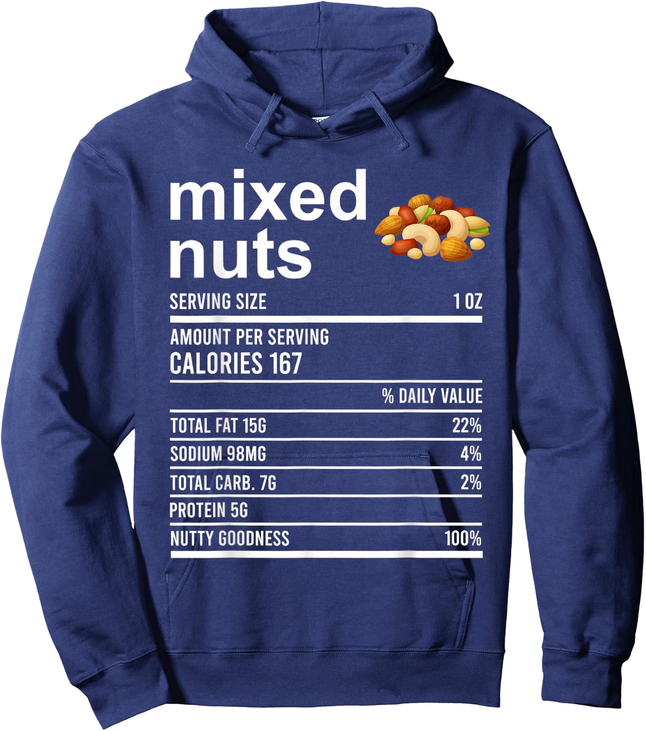 Funny Thanksgiving Food Apparel, Mixed Nuts Nutrition Fact Hoodie - Hoodie | Navy