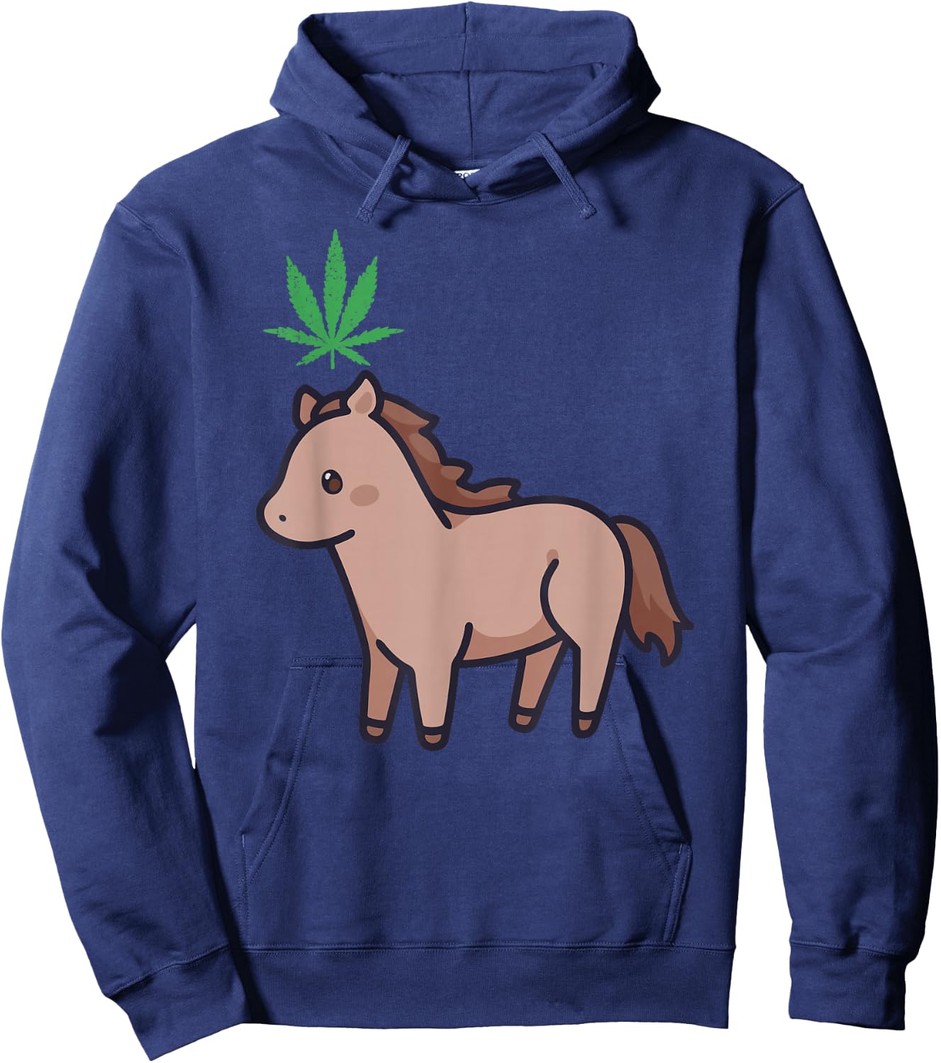 Horse Weed Marijuana Kawaii Aesthetic Anime Cannabis Leaf Hoodie - Hoodie | Navy