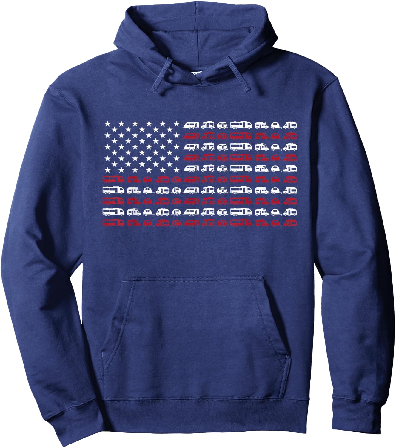 Motorhome RV Campervan July 4th American Flag Hoodie - Hoodie | Navy