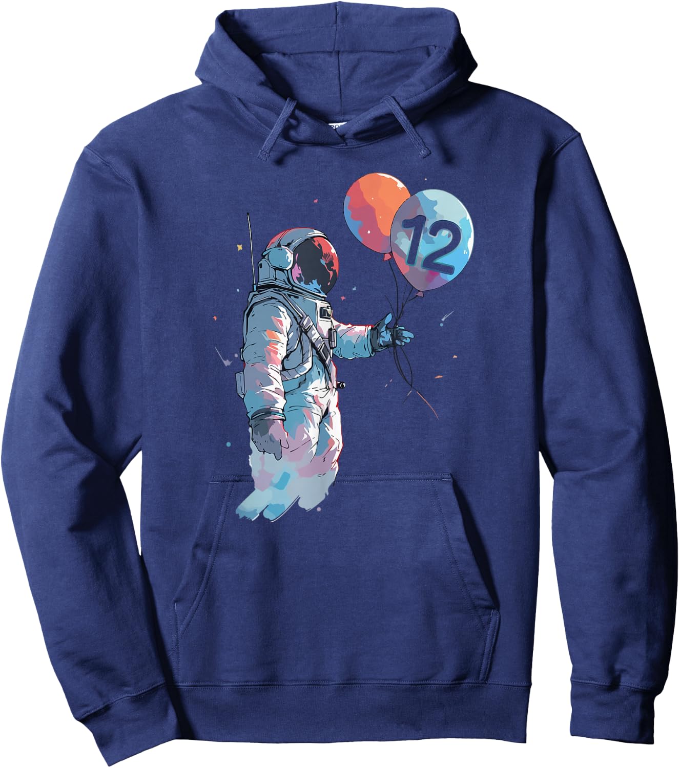 12 Years Old Birthday Boy Cosmonaut Galaxy Balloon Astronaut Hoodie - Hoodie | Navy