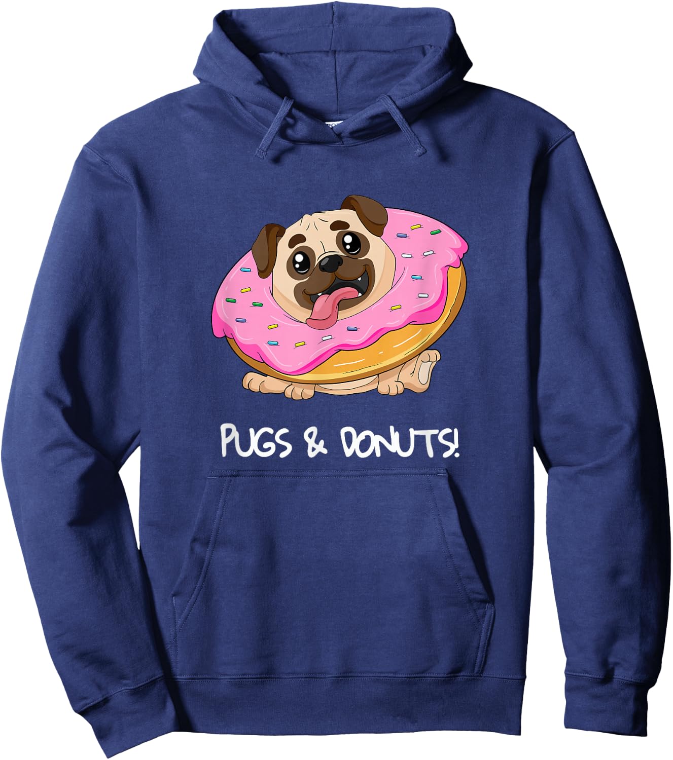 Kids Pugs & Donuts Shirt Pug Lover Candy Fan Girl Woman Hoodie - Hoodie | Navy