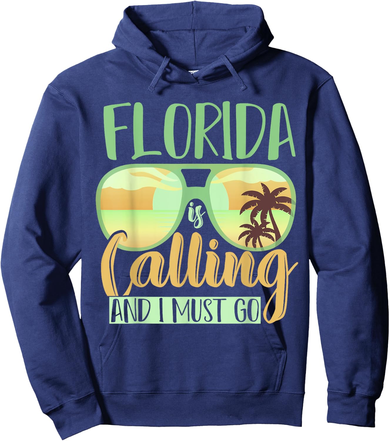 Florida Is Calling And I Must Go Funny Summer Vibes Florida Men Women Kids Hoodie - Hoodie | Navy