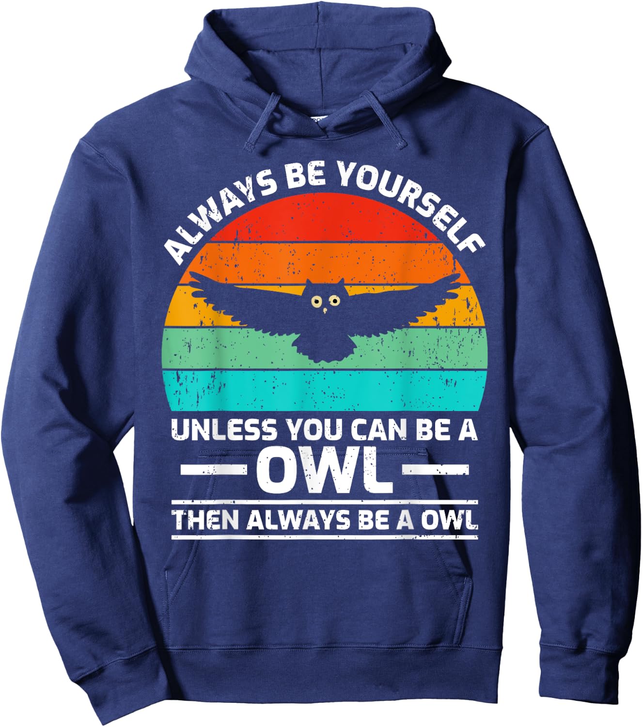Vintage Owl Bird Lover Retro Cute Owl Hoodie - Hoodie | Navy