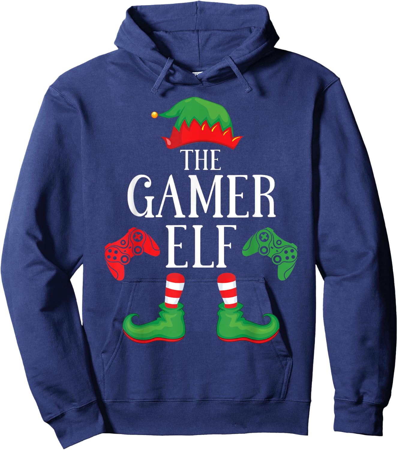 Gamer Elf Matching Group Xmas Gaming Funny Family Christmas Hoodie - Hoodie | Navy