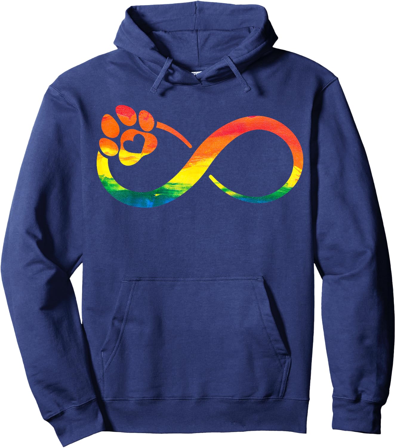Dog Cat Paw Print Infinite Rainbow, Dog Lover Rescue Hoodie - Hoodie | Navy