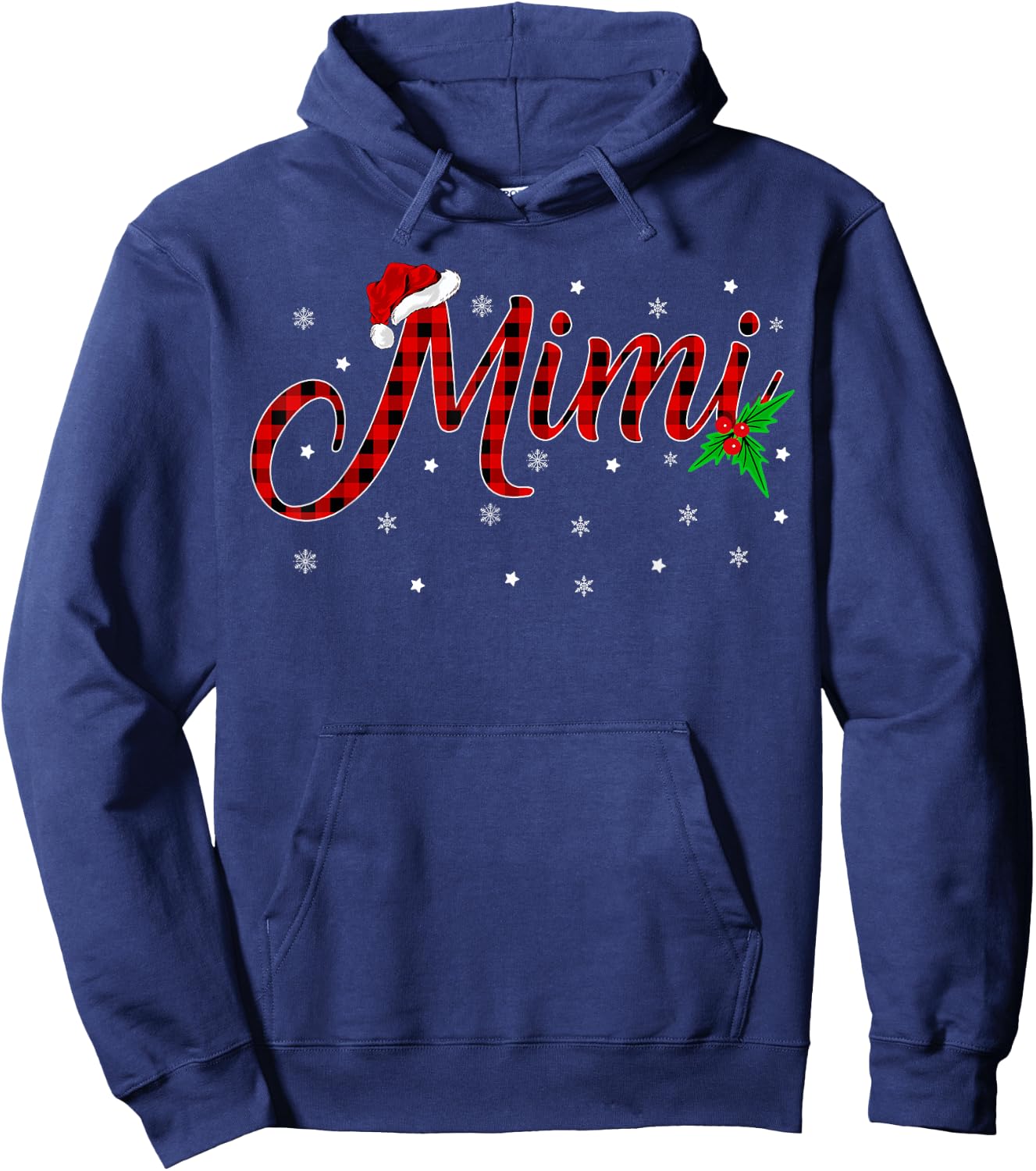 Funny Matching Family Buffalo Plaid Mimi Christmas Pajama Hoodie - Hoodie | Navy